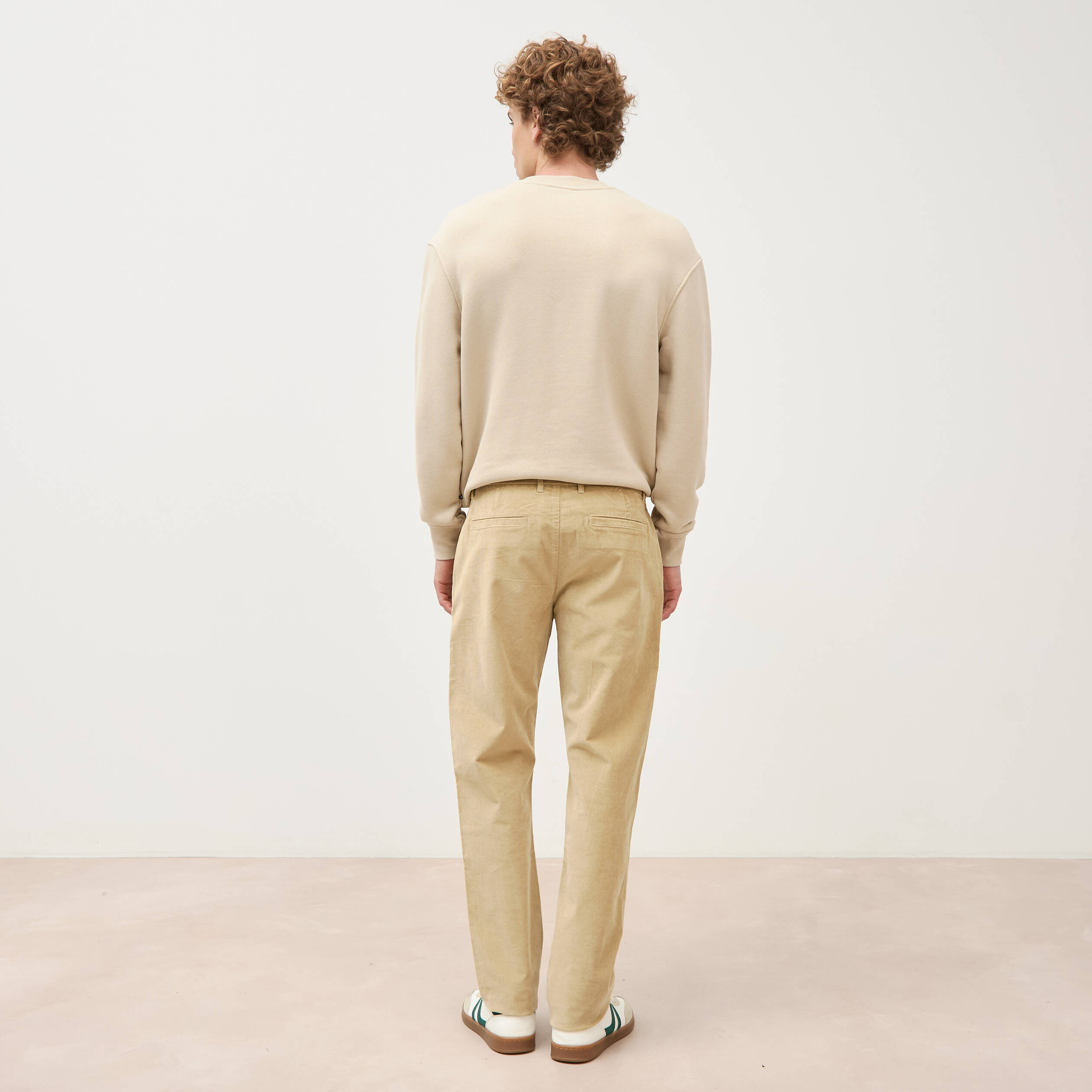 Pantalon straight velours longueur 32 beige homme