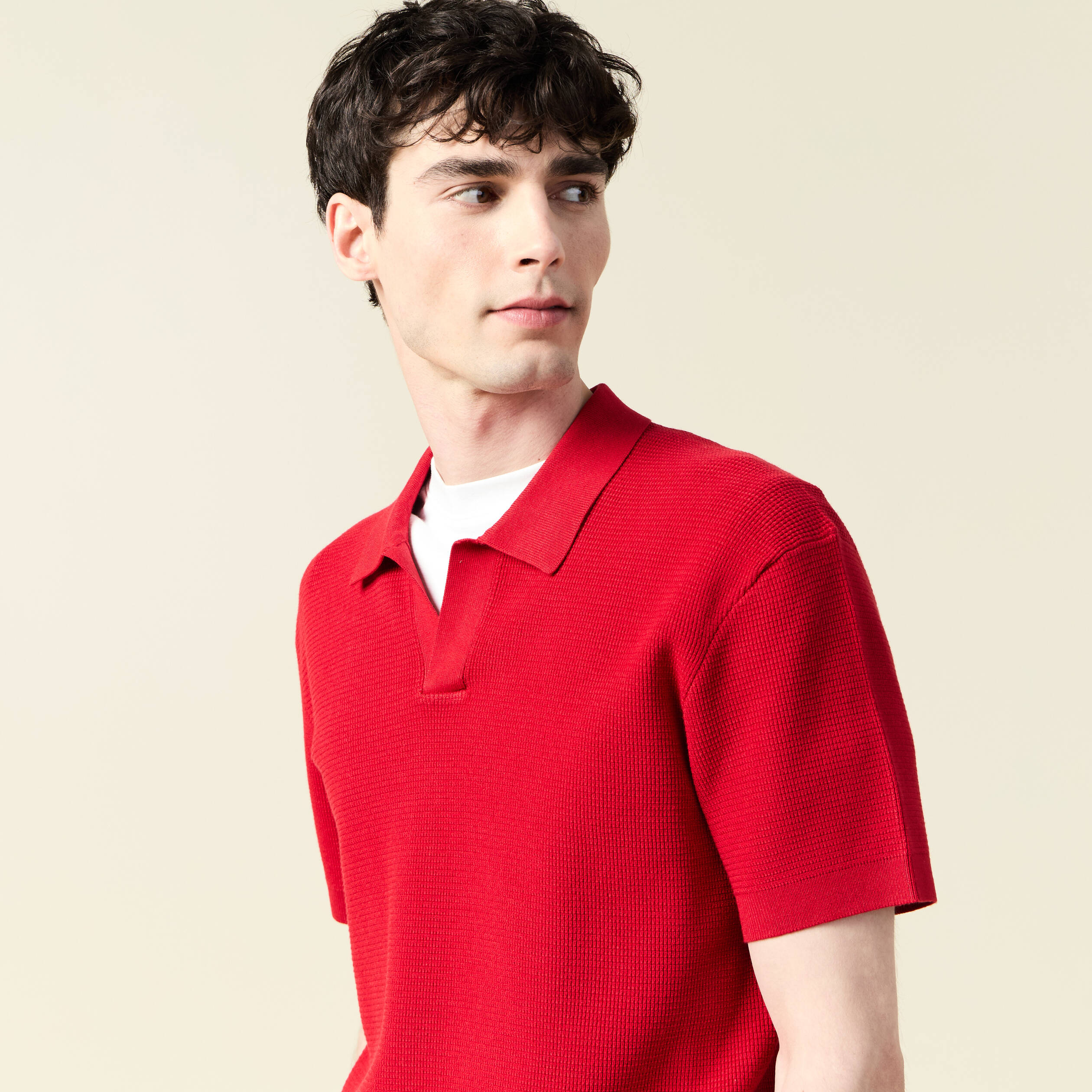 polo cintre manches courtes rouge fonce homme Polo cintré manches courtes rouge foncé homme