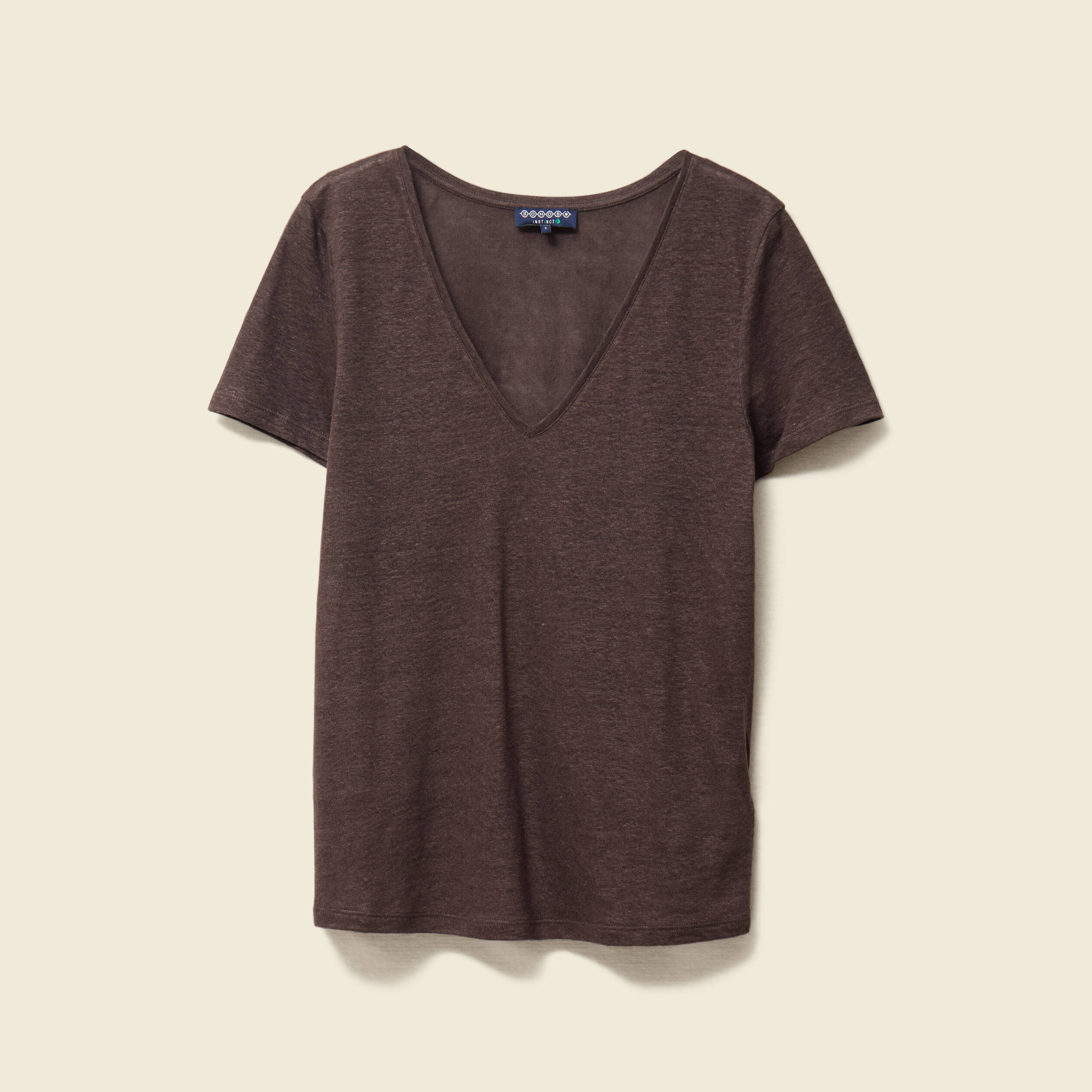 t shirt en lin marron femme T-shirt en lin marron femme