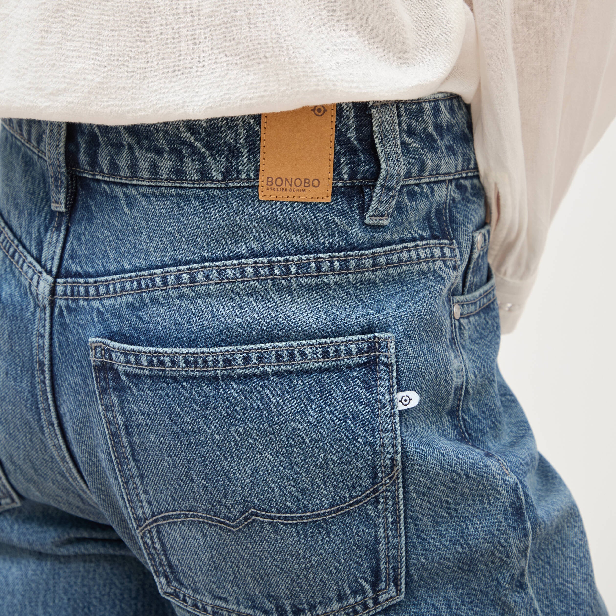 Jeans straight taille standard bleu gris femme