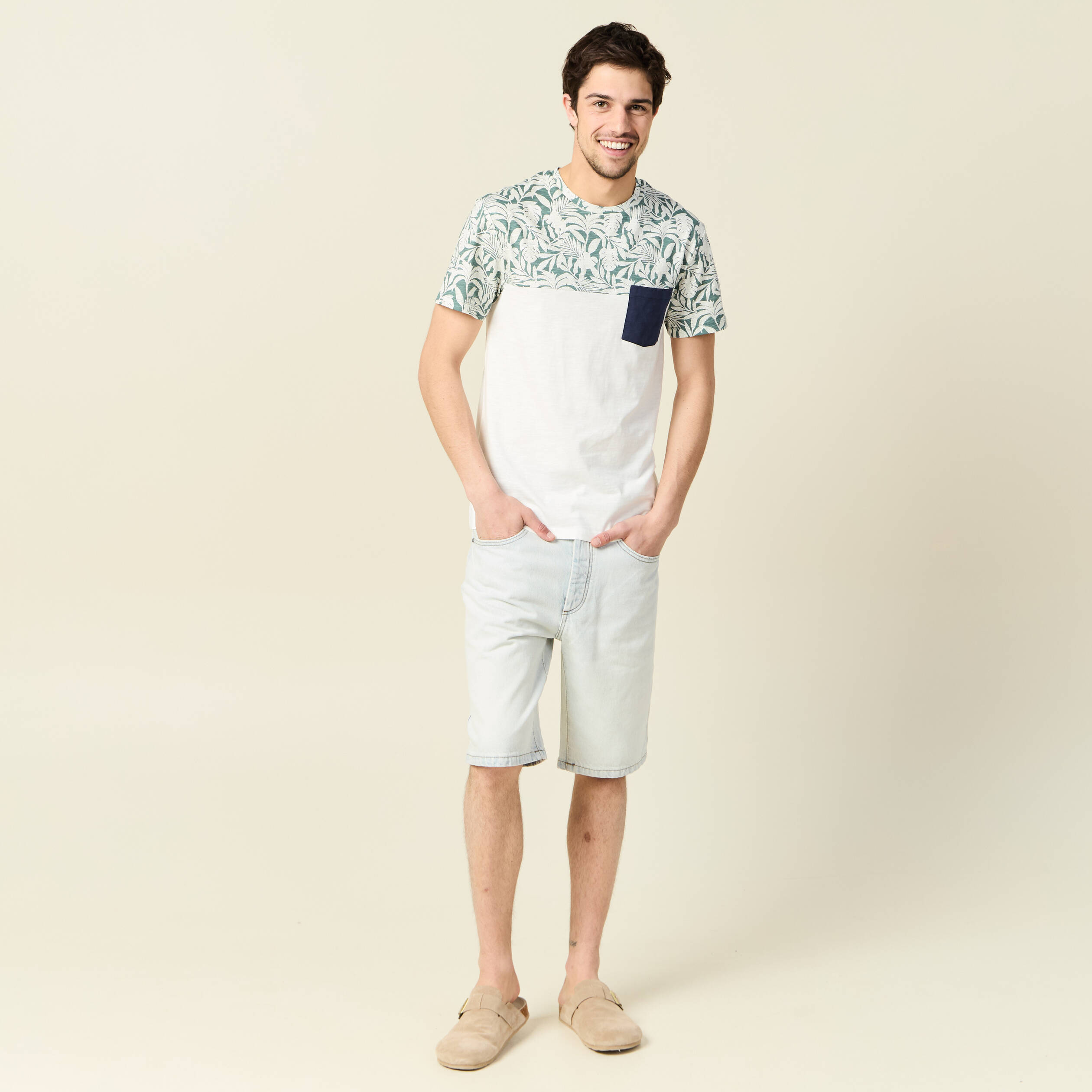 bermuda droit en jean denim snow bleach homme Bermuda droit en jean denim snow bleach homme