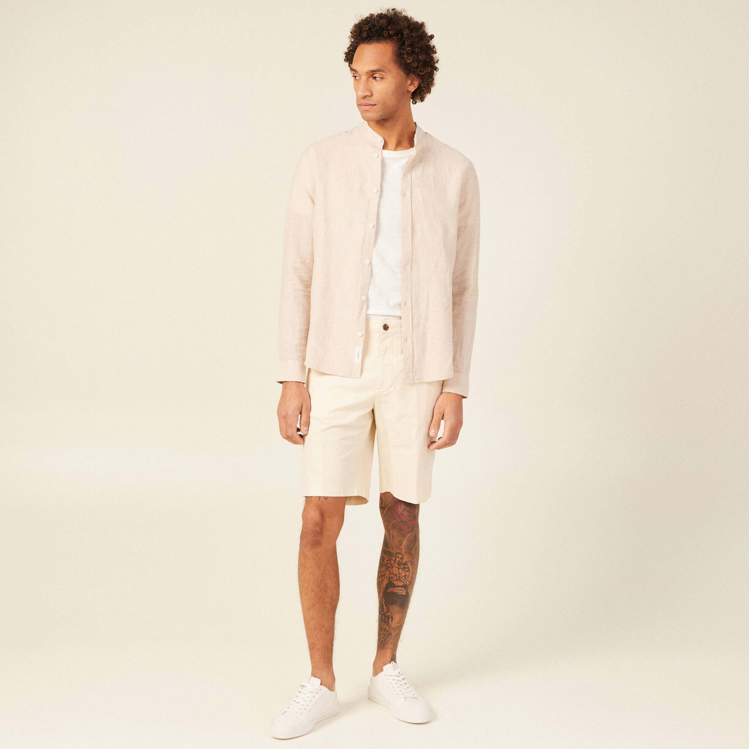 bermuda droit eco responsable ecru homme Bermuda droit éco-responsable ecru homme