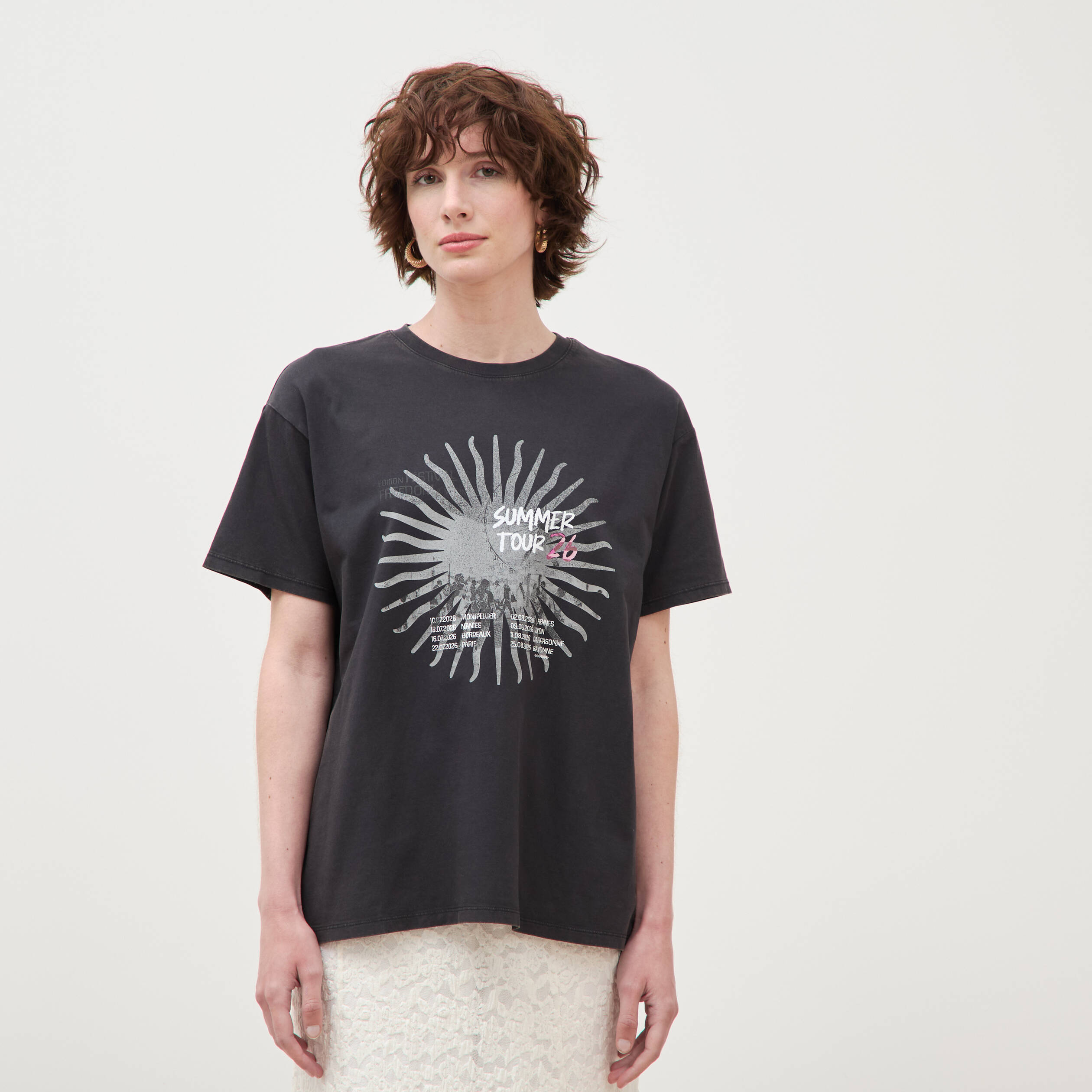 T-shirt oversize en coton noir femme