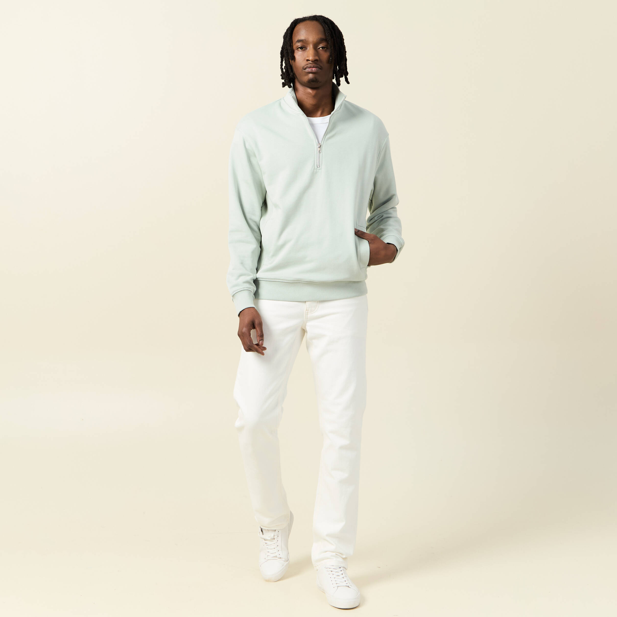 sweat col camionneur vert clair homme Sweat col camionneur vert clair homme