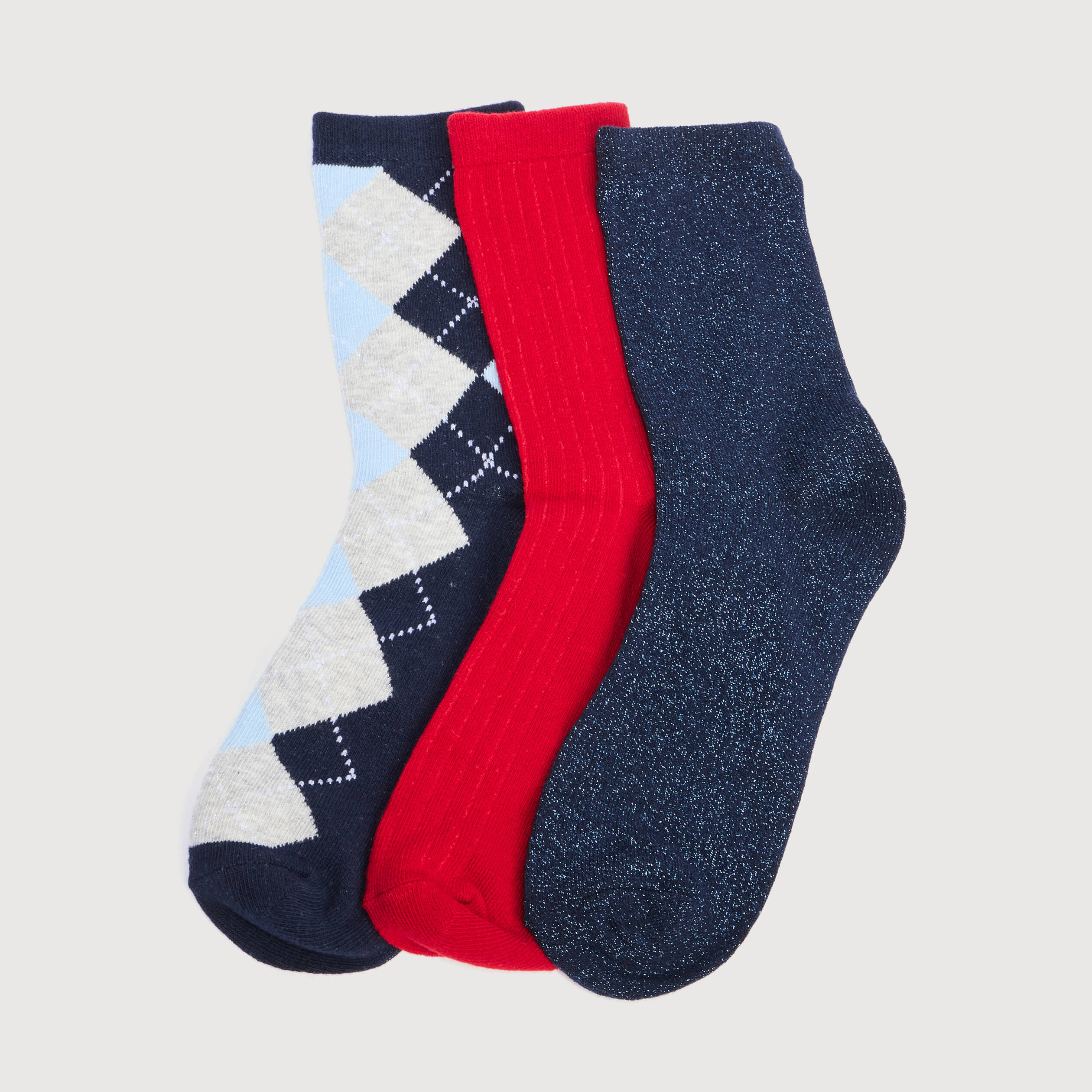 Lot de 3 paires chaussettes hautes rouge femme