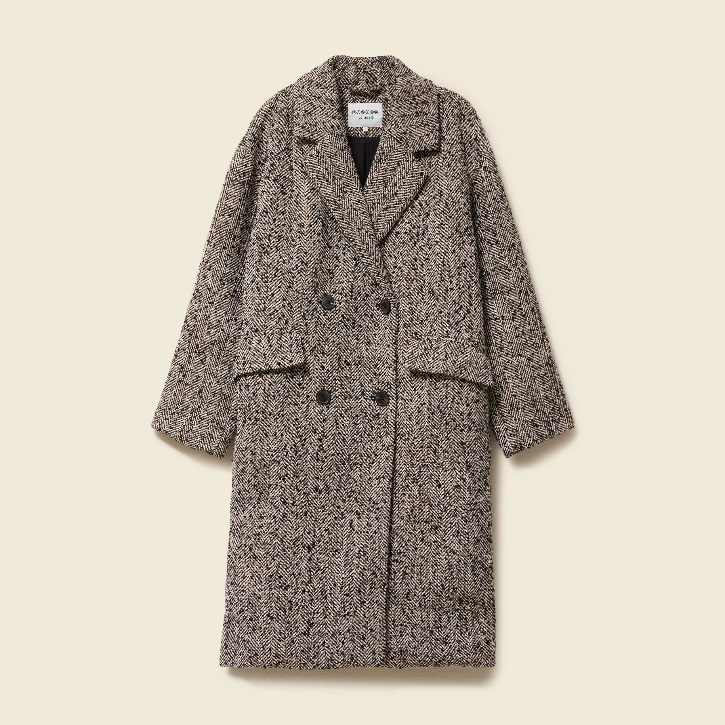 Manteau oversize col montant gris fonc&eacute; femme
