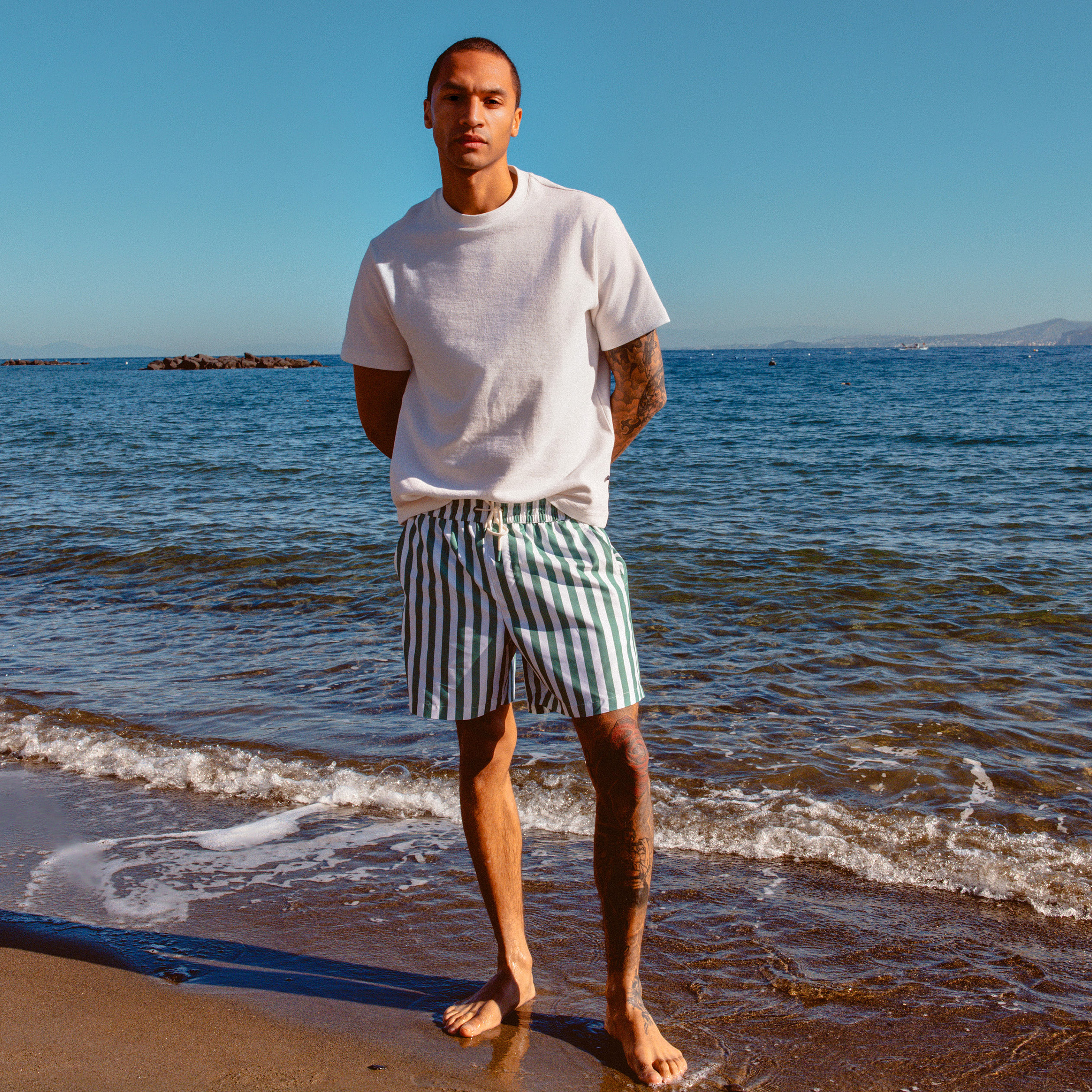 Short de bain vert homme