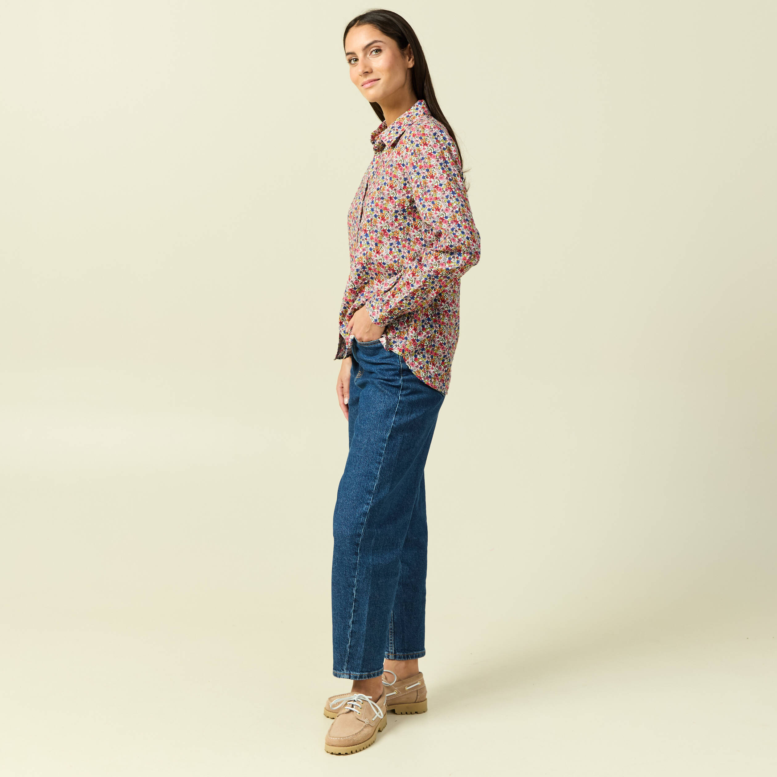 Chemise manches longues multicolore femme