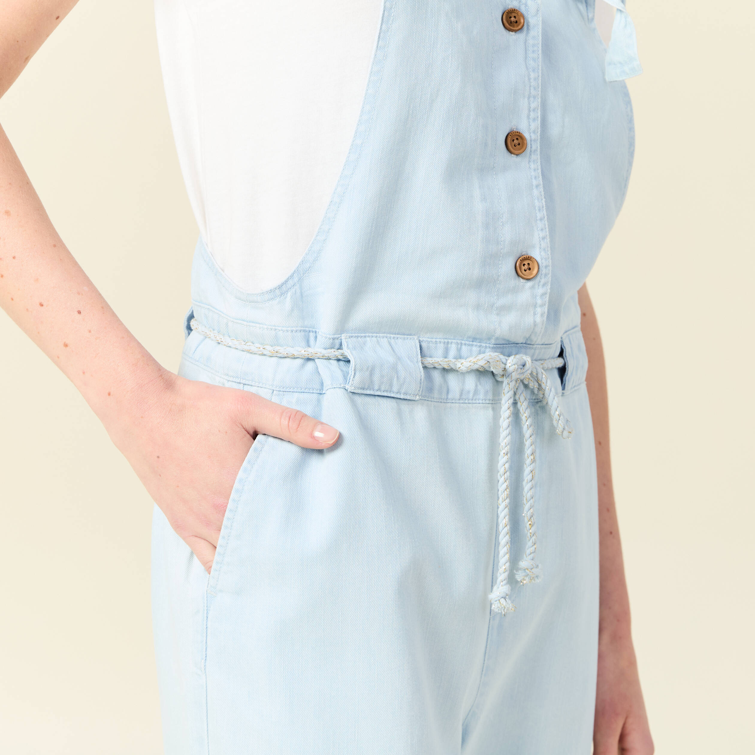 salopette en denim denim bleach femme Salopette en denim denim bleach femme