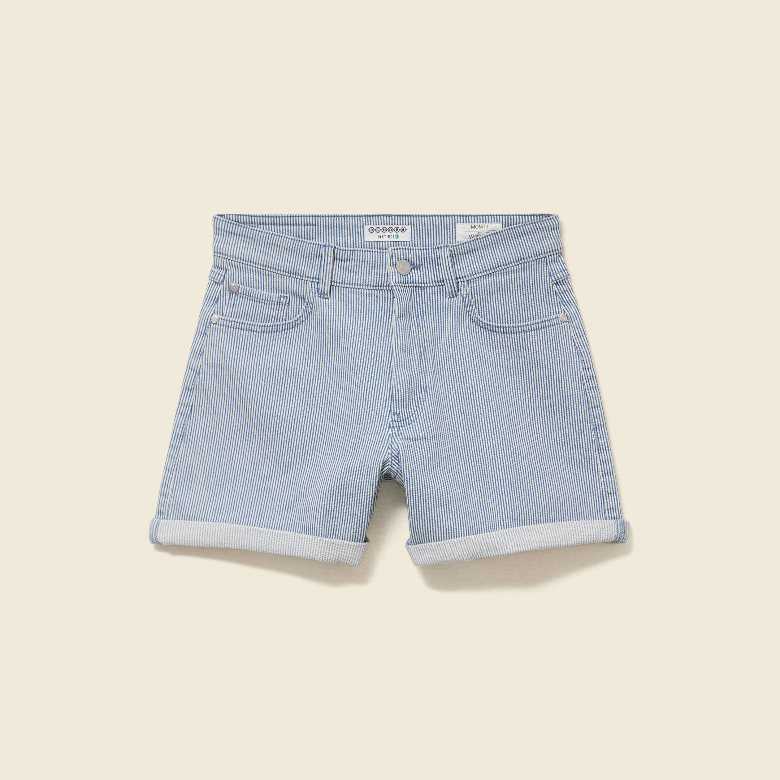 Short mom taille haute en jeans bleu marine femme