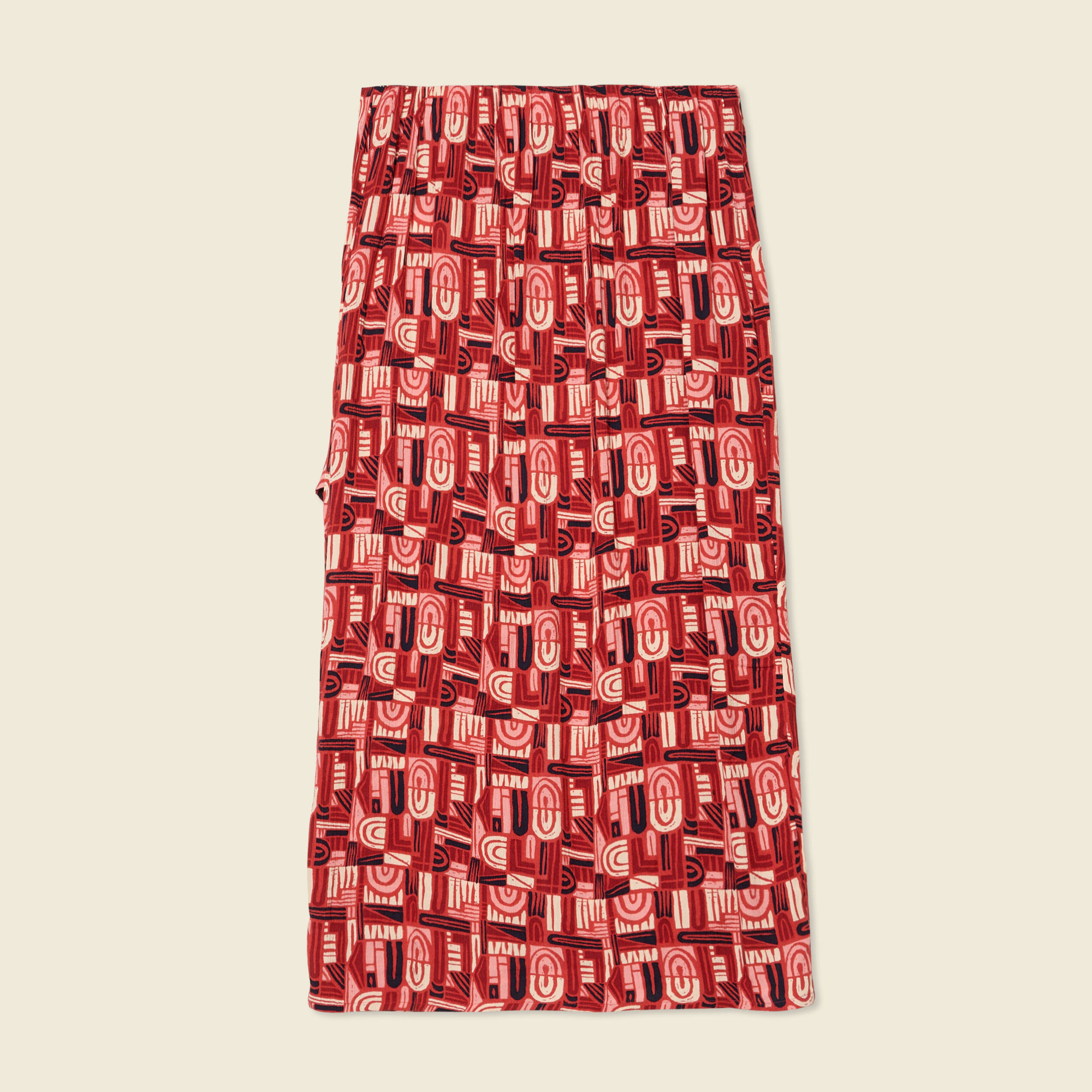 Jupe midi portefeuille fluide rouge fonc&eacute; femme