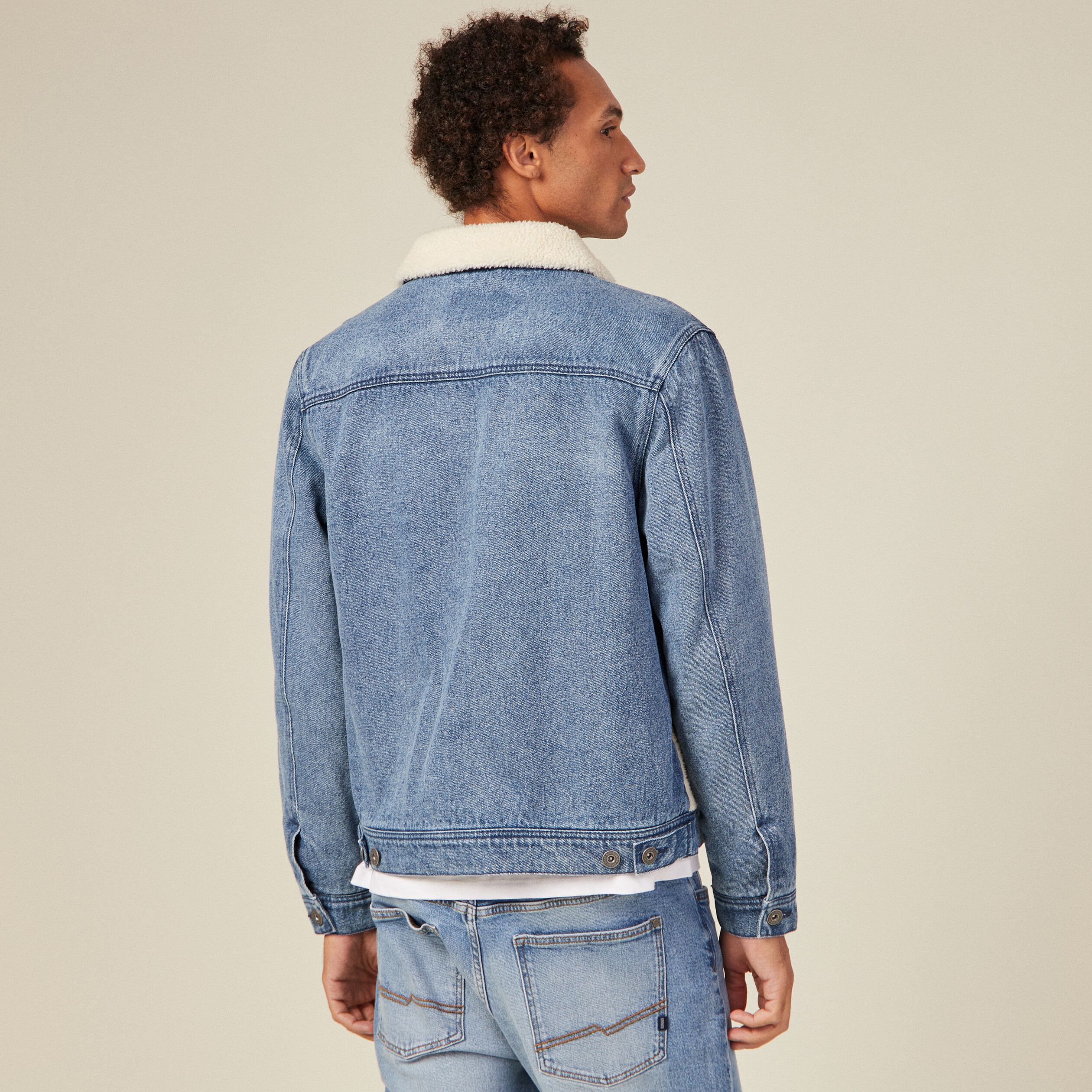 Blouson droit en jean denim stone homme