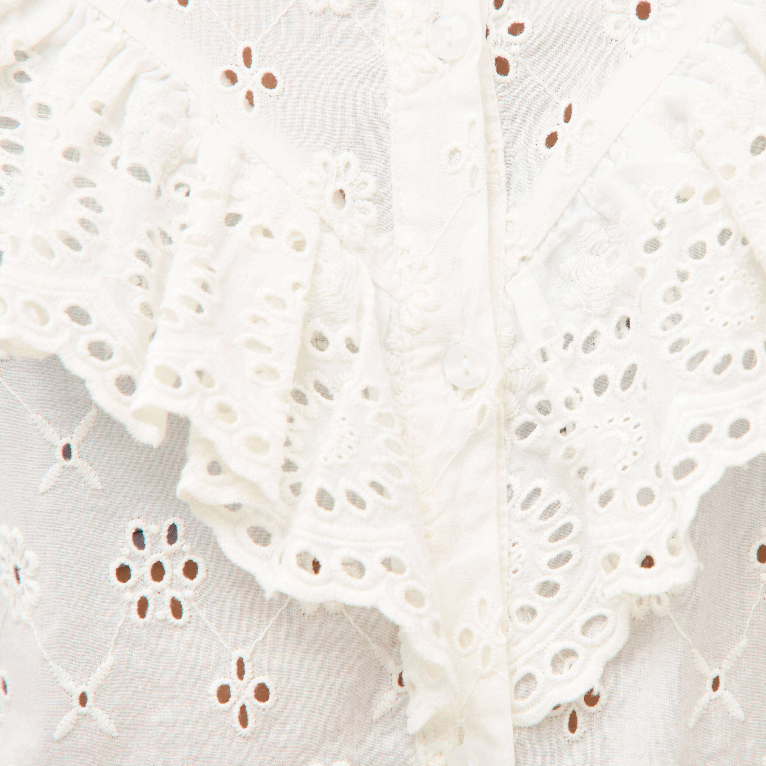 Chemise en coton avec dentelle ecru femme