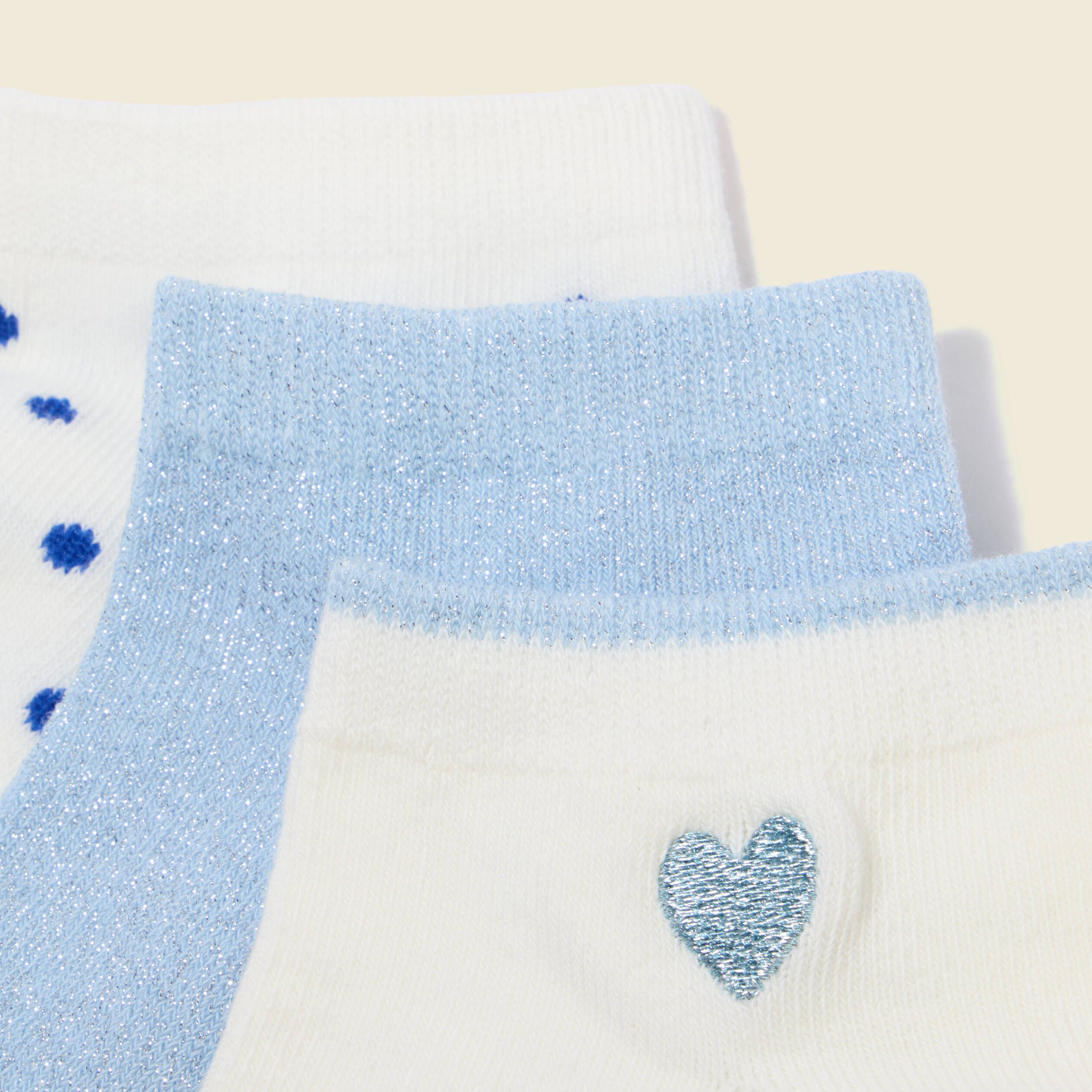 Lot de 3 paires chaussettes basses bleu ciel femme