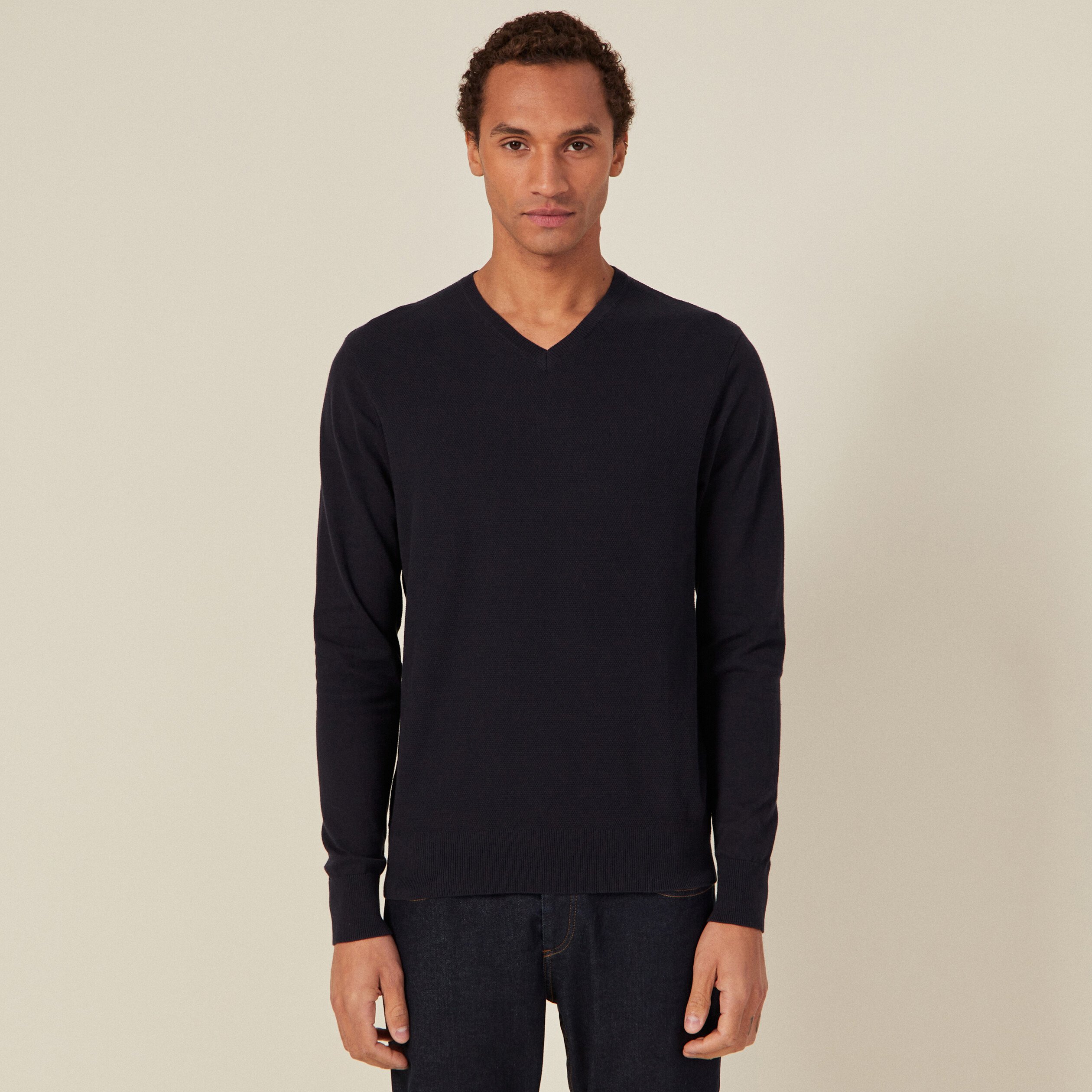 pull manches longues bleu fonce homme Pull manches longues bleu foncé homme