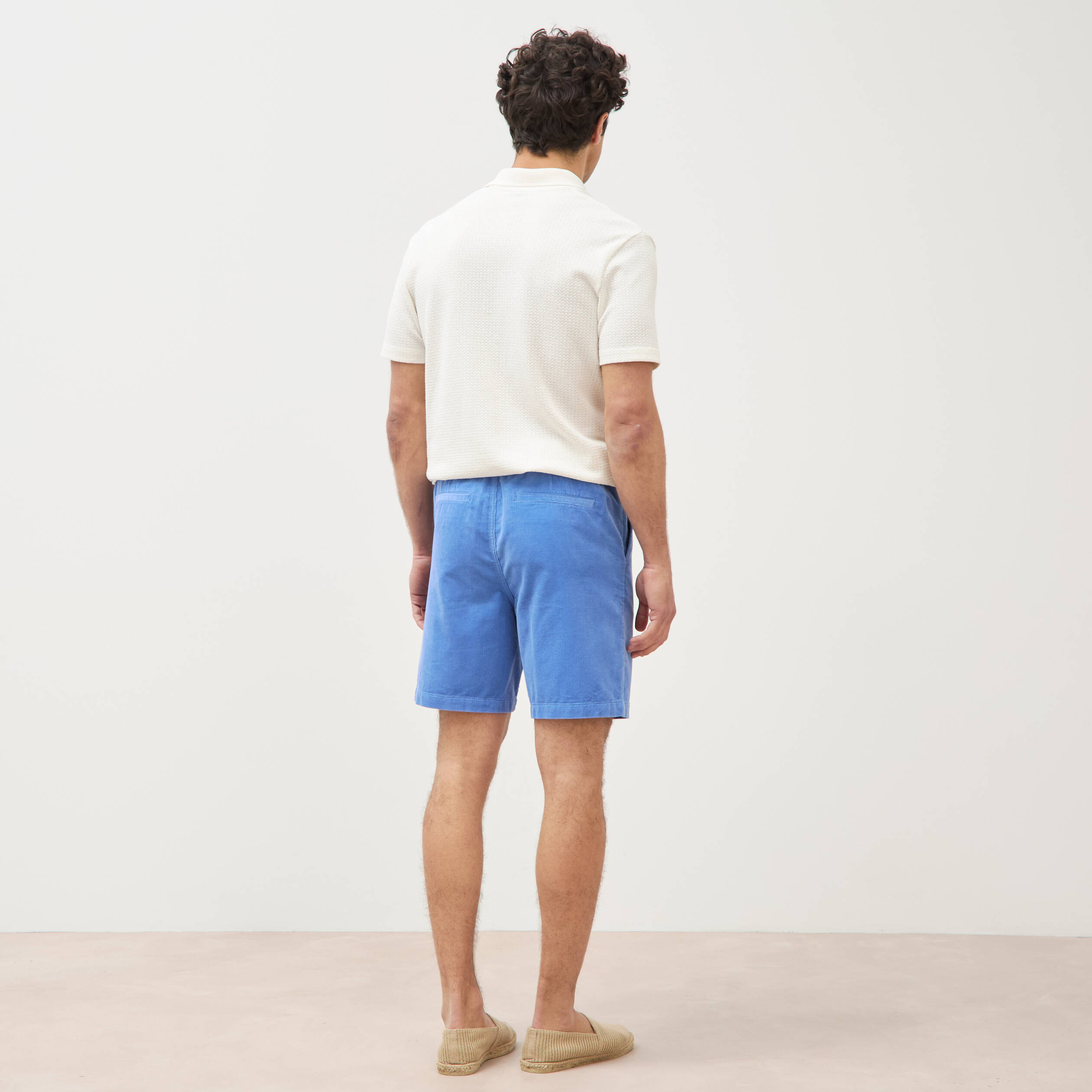 Bermuda en velours bleu violet homme