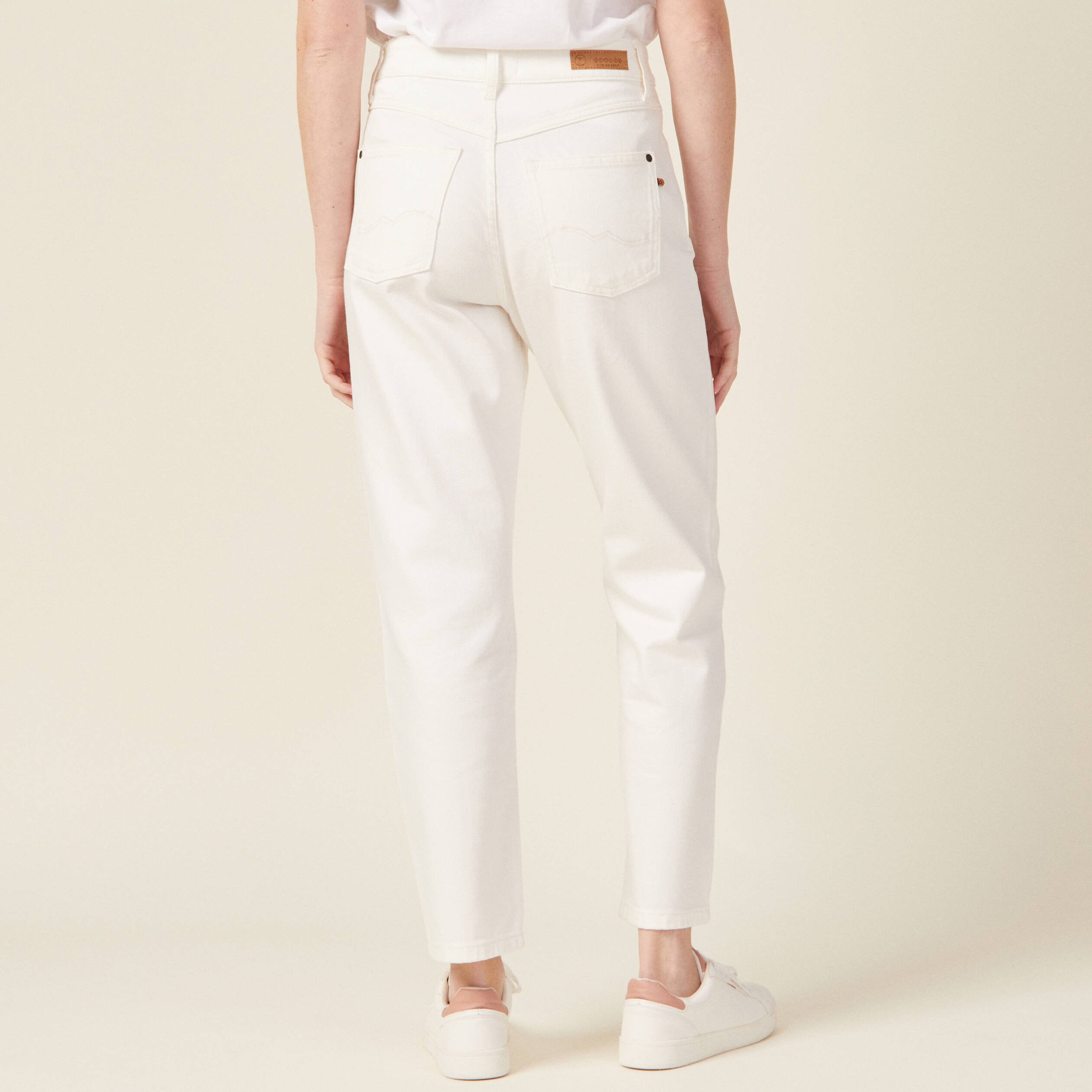 jeans straight 5 poches denim blanc femme Jeans straight 5 poches denim blanc femme