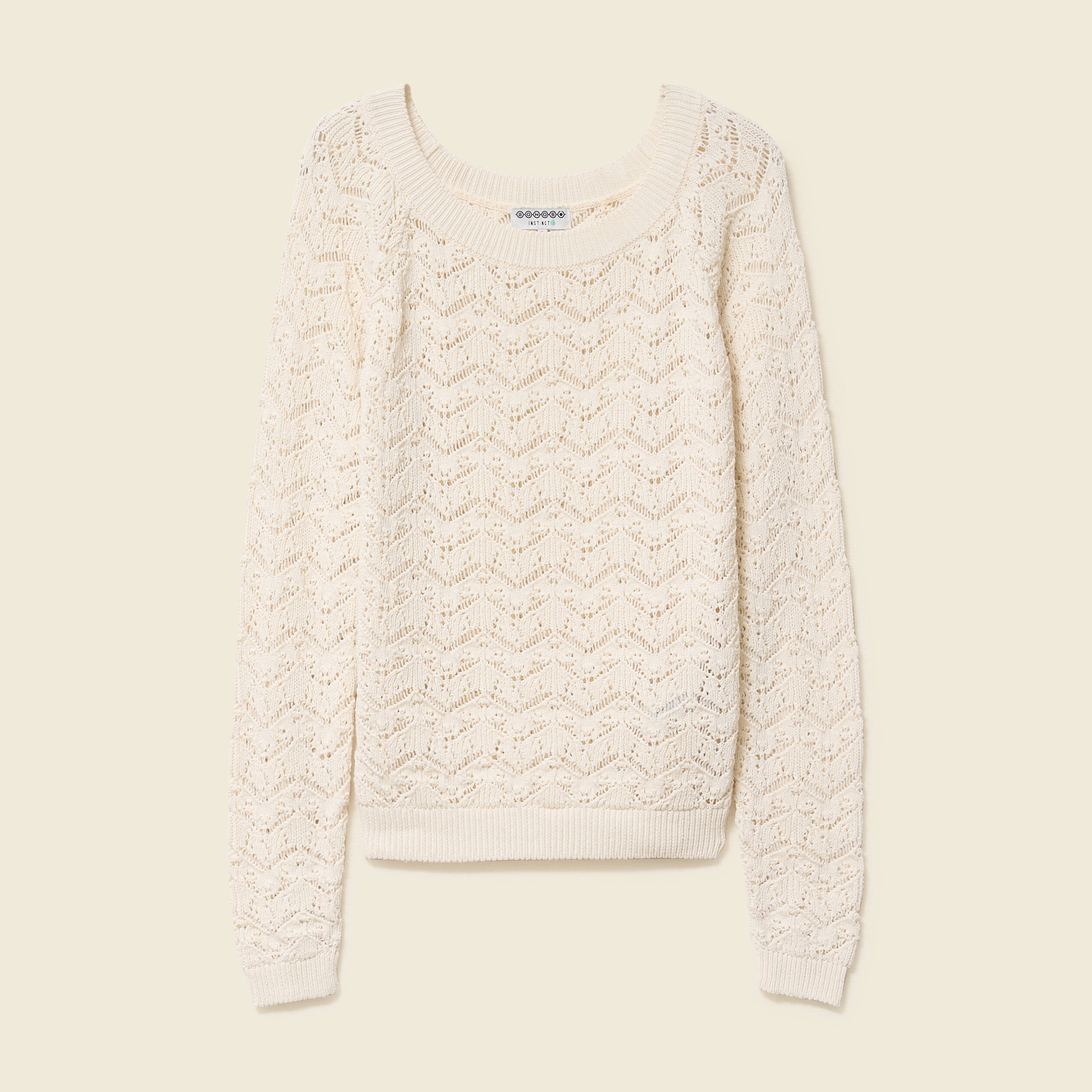 pull ajoure col bateau manches longues ecru femme Pull ajouré col bateau manches longues ecru femme