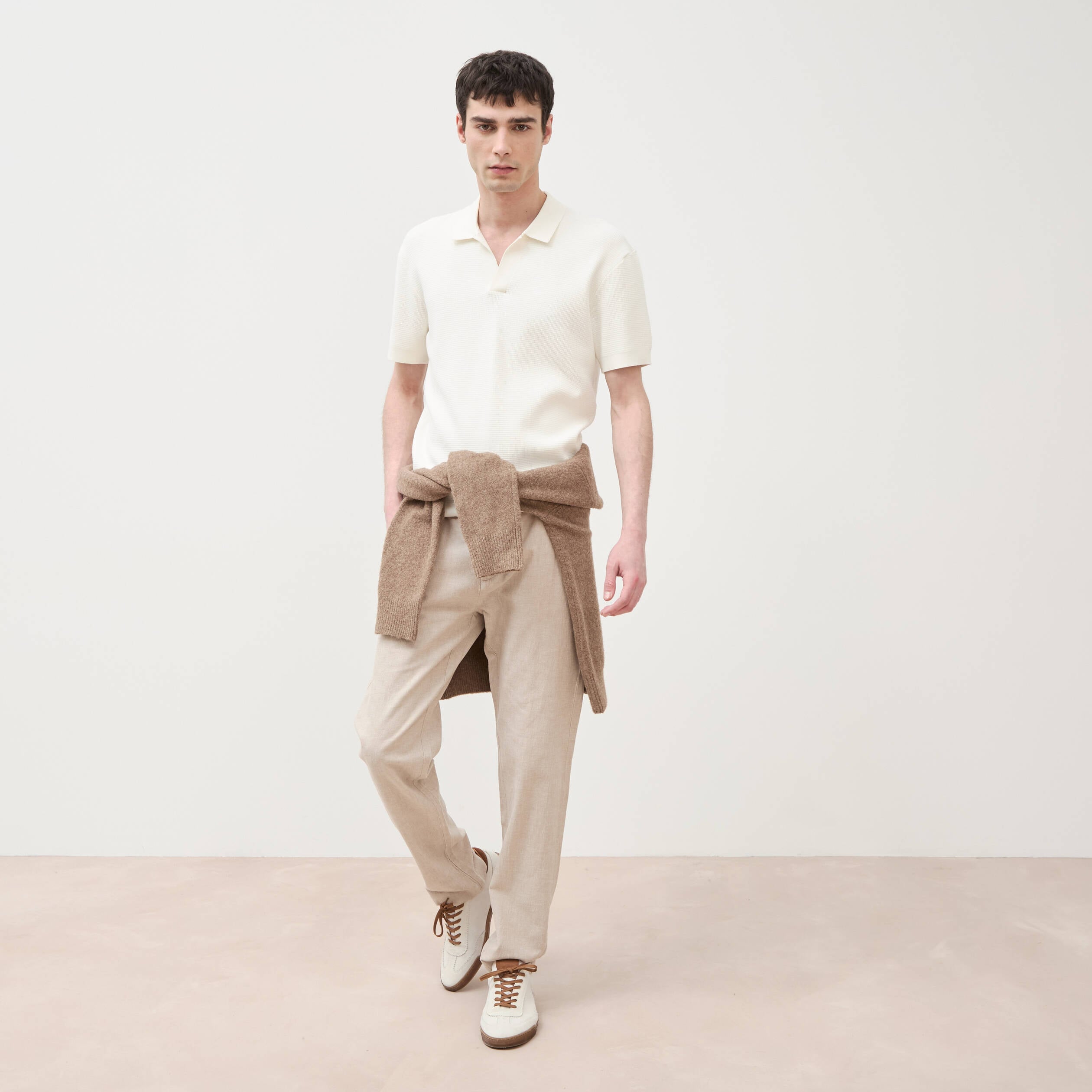 Chino coupe droite longueur 32 beige fonce homme
