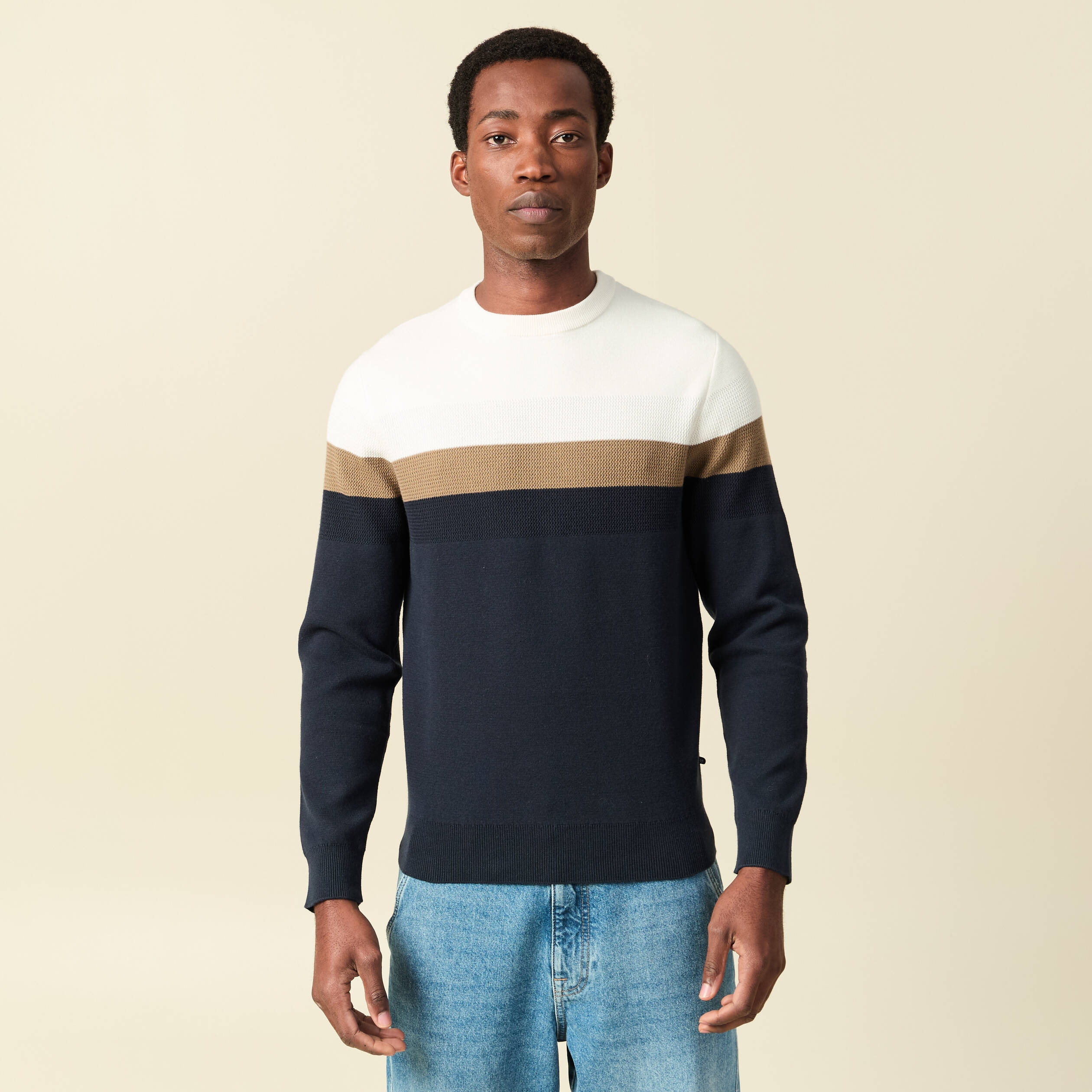 Pull manches longues ecru homme