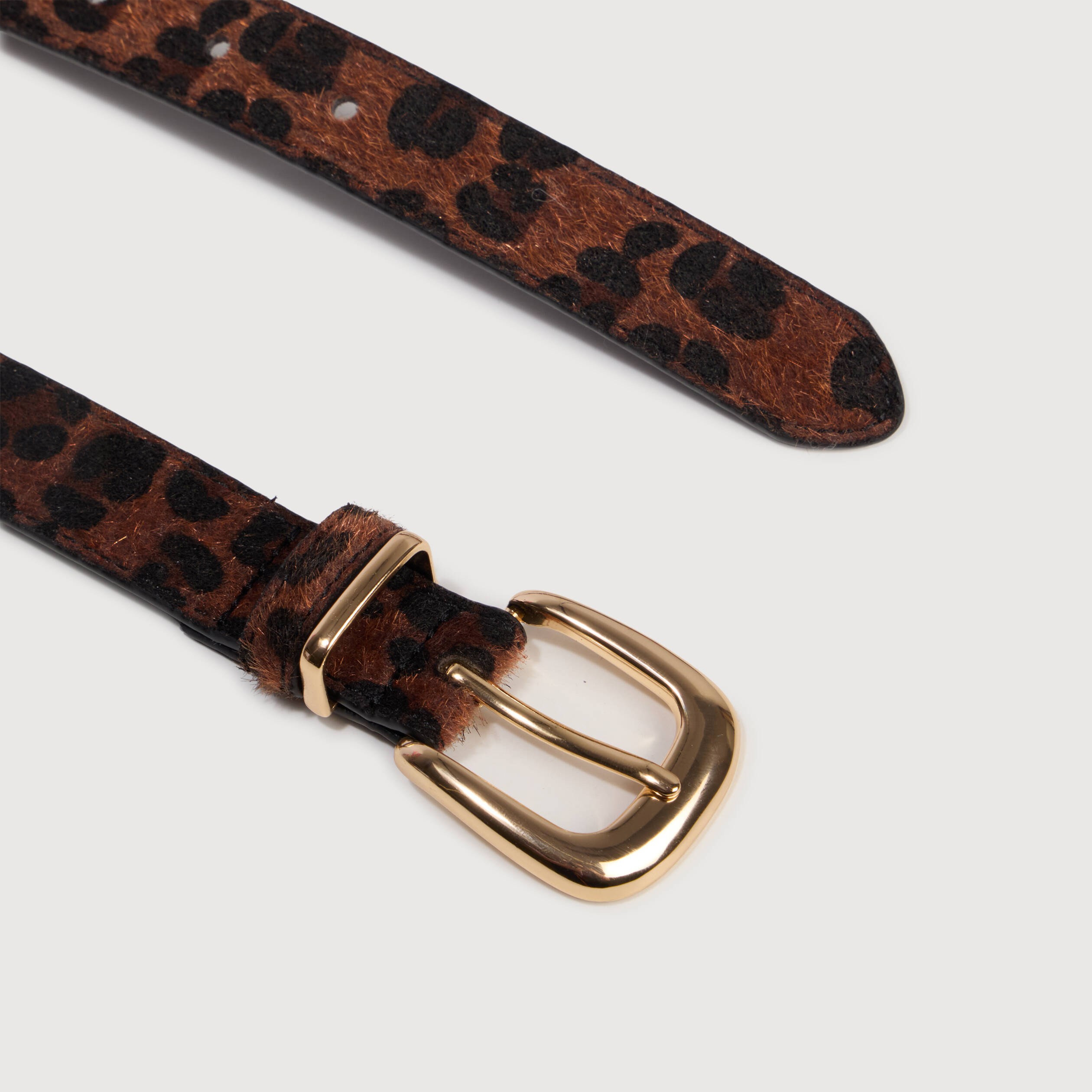 Ceinture fine imitation fourrure marron fonc&eacute; femme