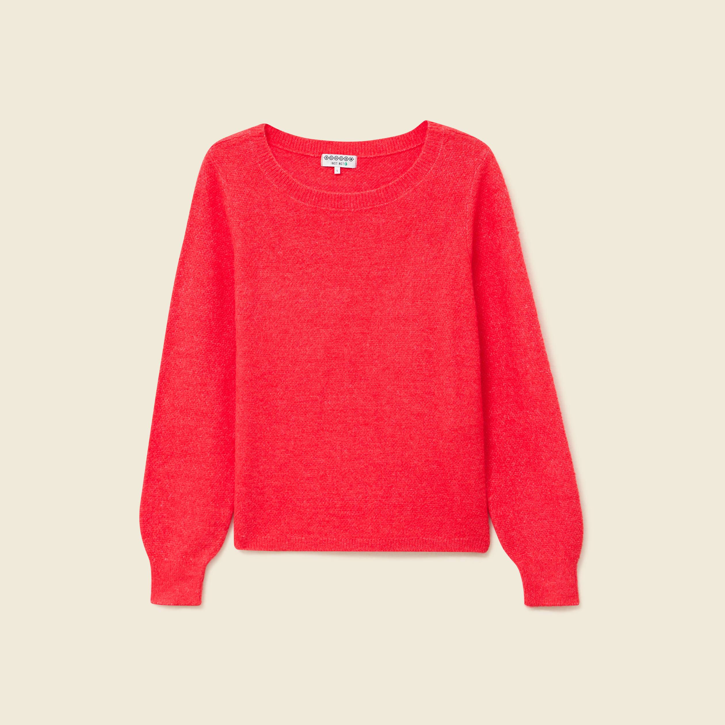 Pull col bateau manches longues rouge femme