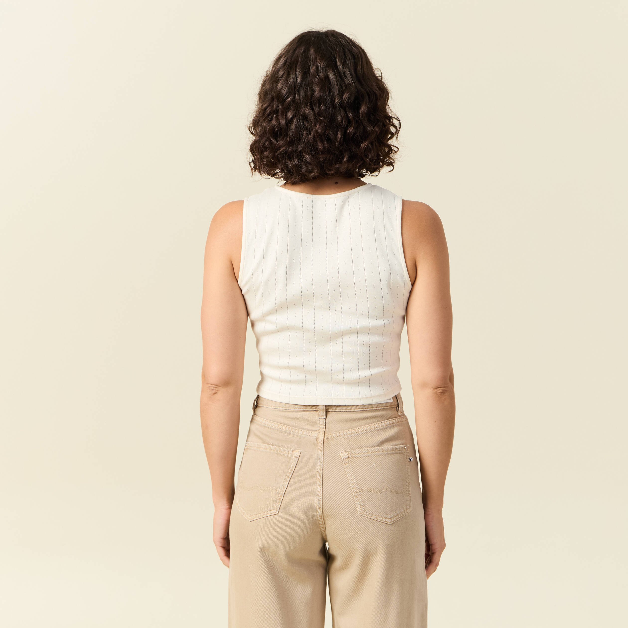 debardeur cropped col rond en coton ivoire femme Débardeur cropped col rond en coton ivoire femme