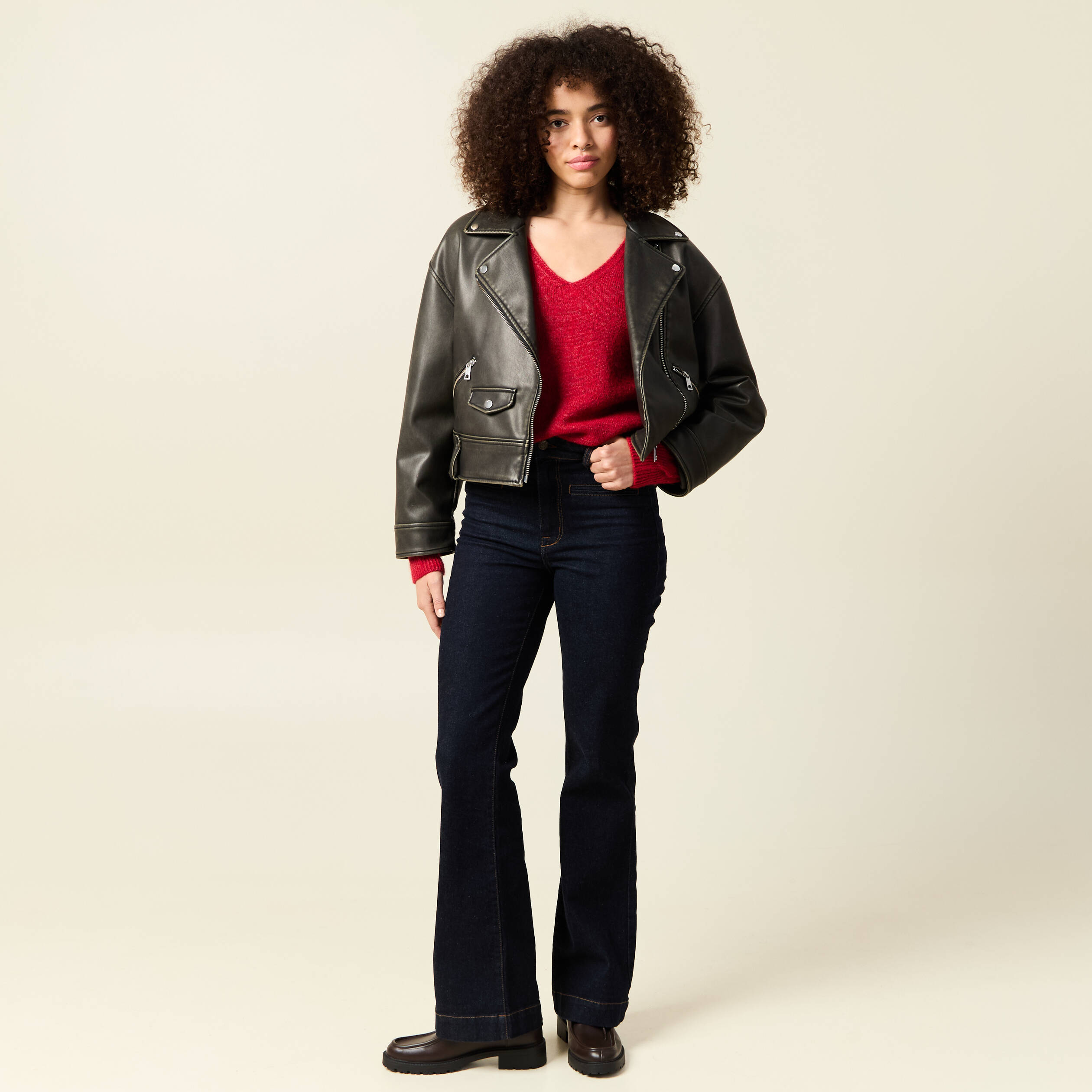 pull ajoure col v manches longues rouge femme Pull ajouré col V manches longues rouge femme