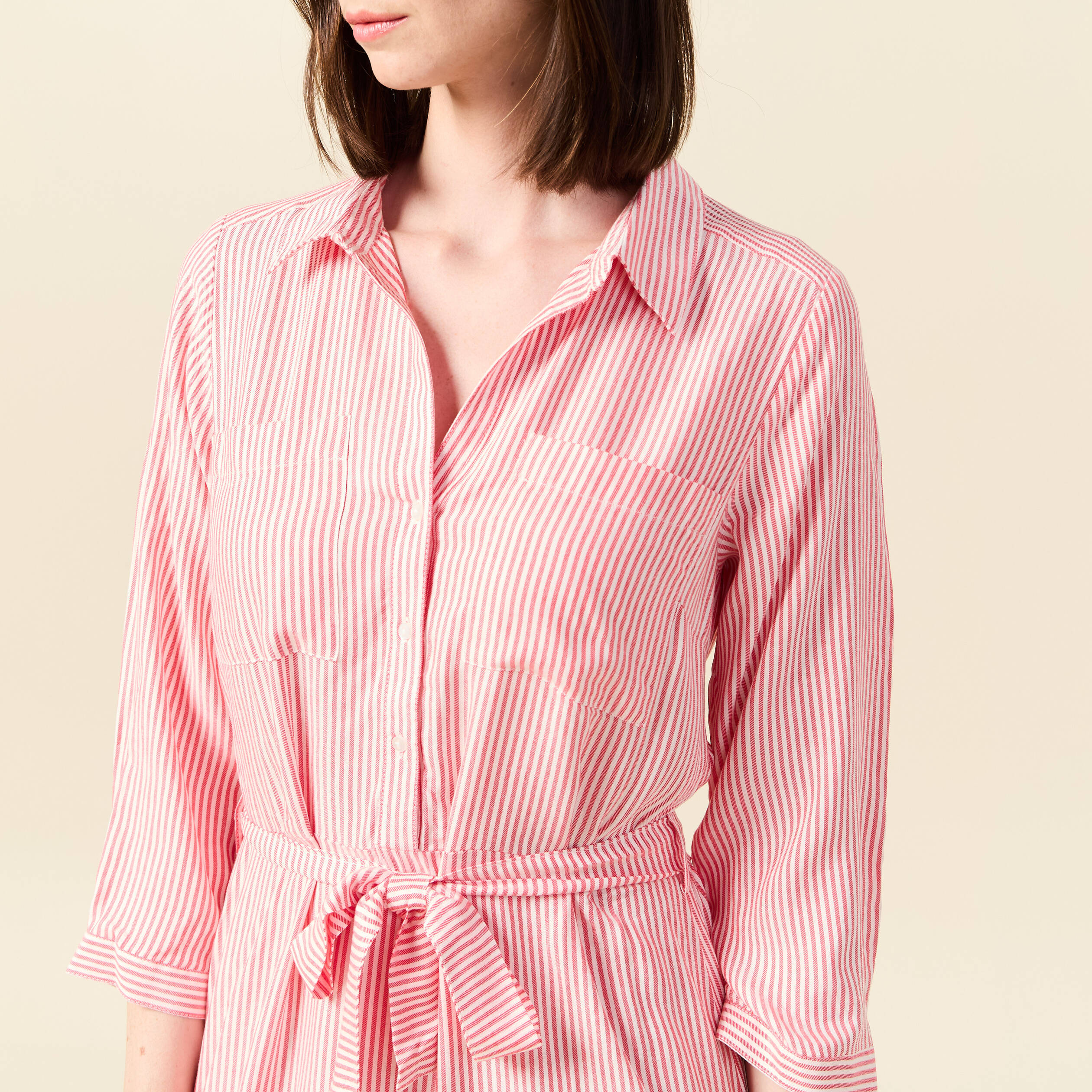 robe chemise eco responsable rouge femme Robe chemise éco-responsable rouge femme