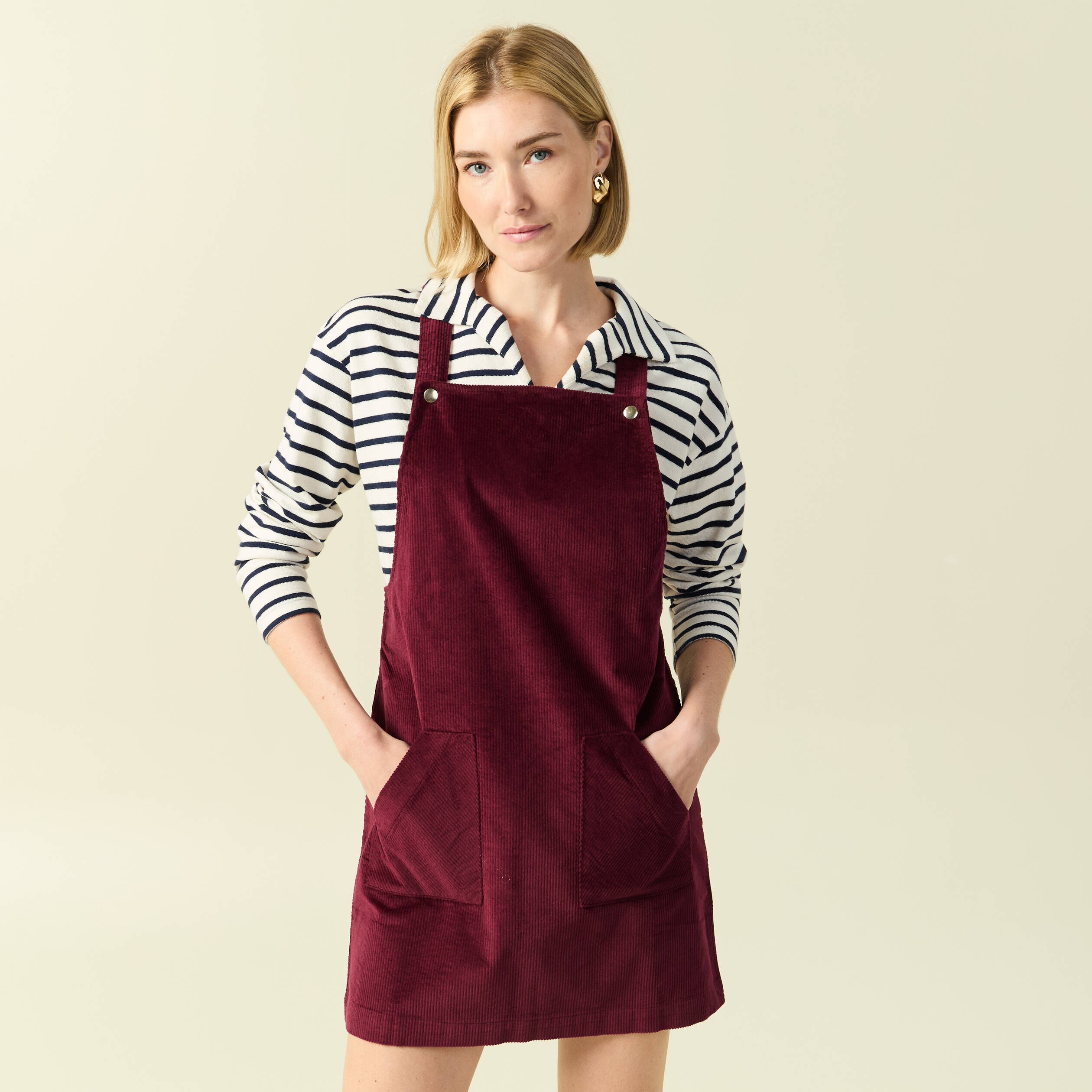 Robe sans manches en velours bordeaux femme