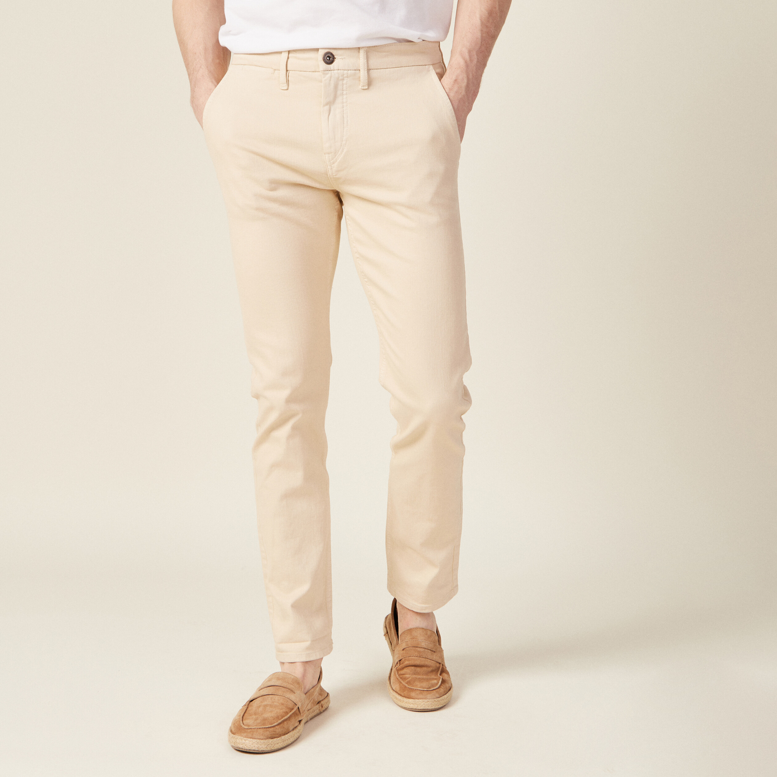 Pantalon chino slim + ceinture