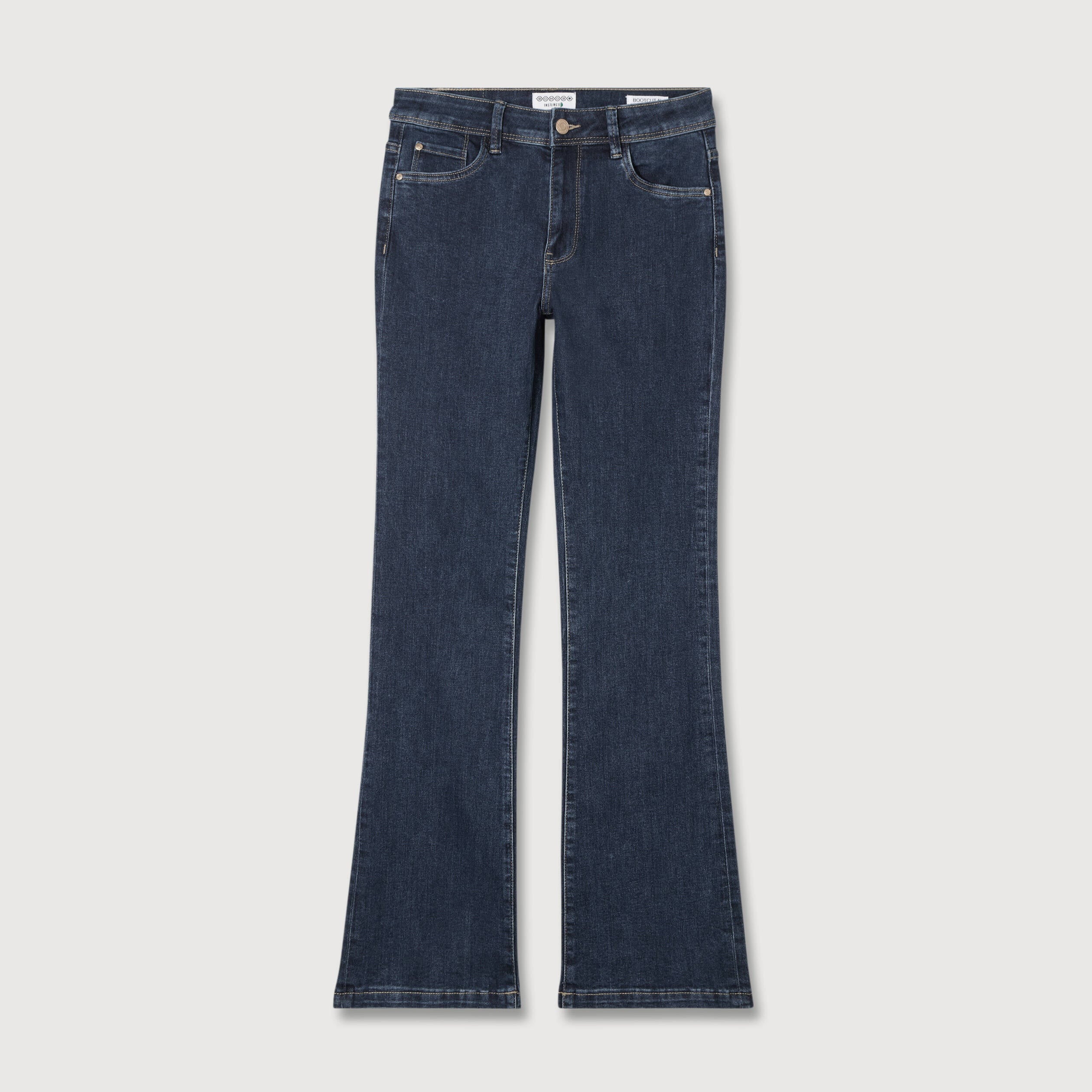 Jeans bootcut taille haute denim brut femme