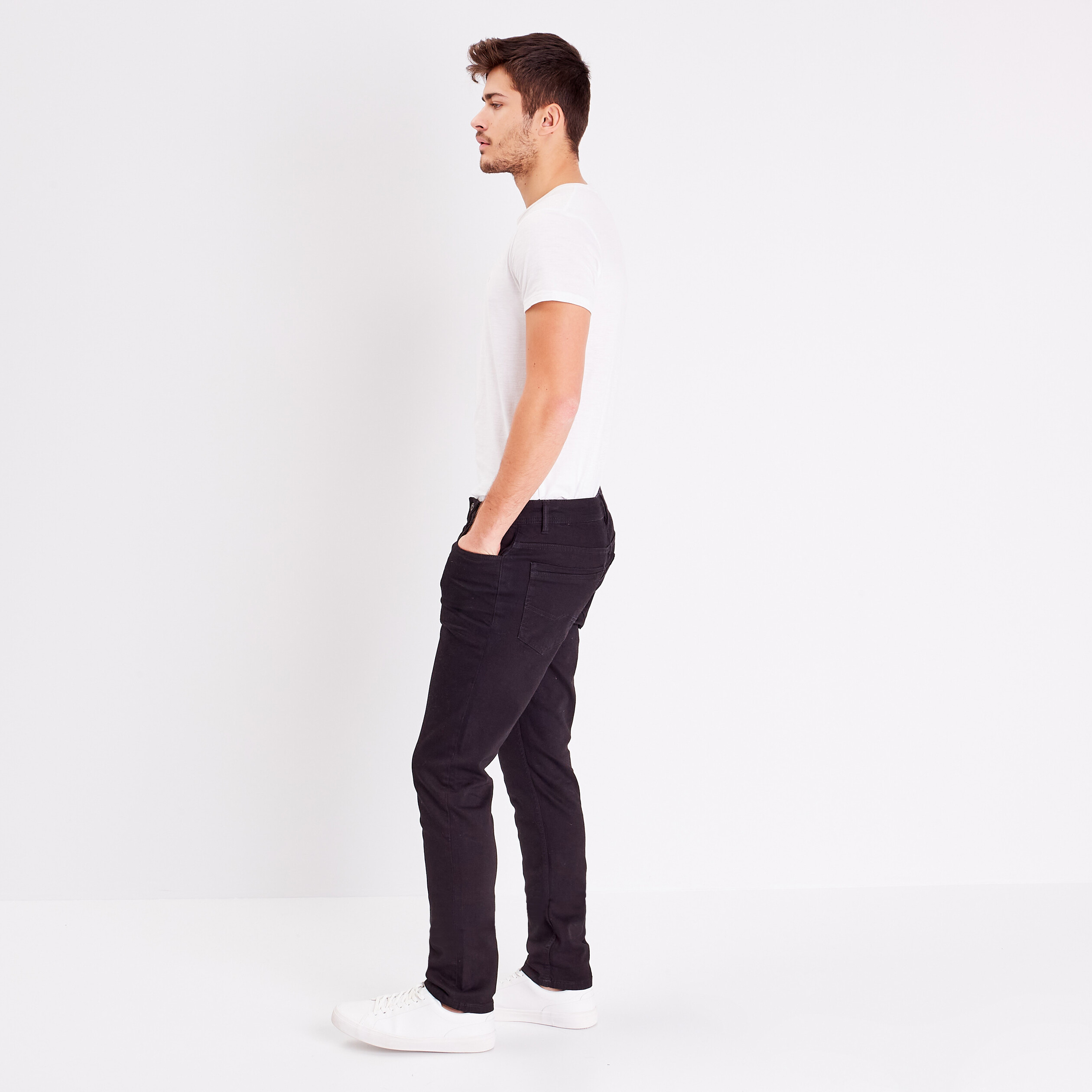 Jeans slim effet used Instinct denim noir homme