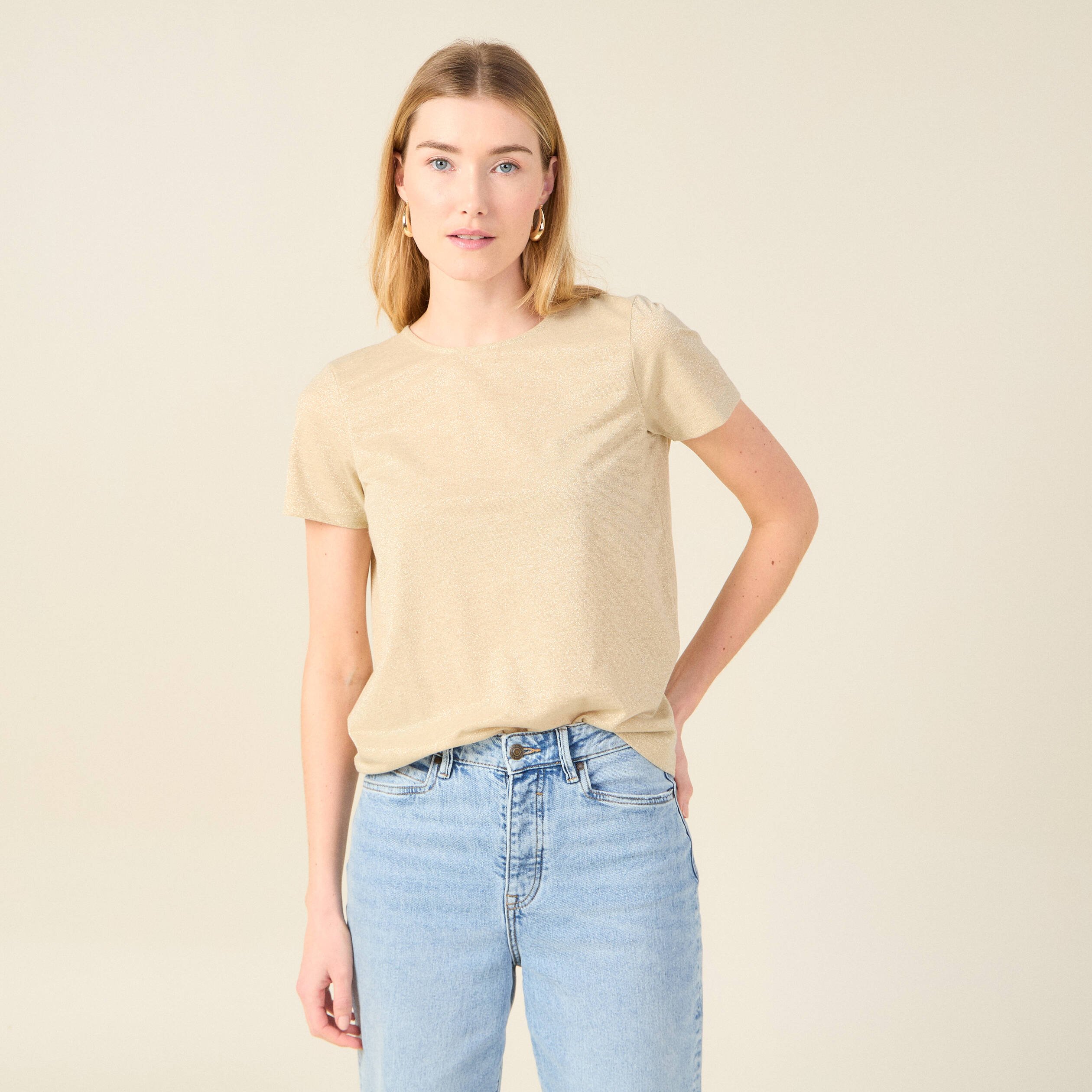 T shirt manches courtes creme femme Bonobo