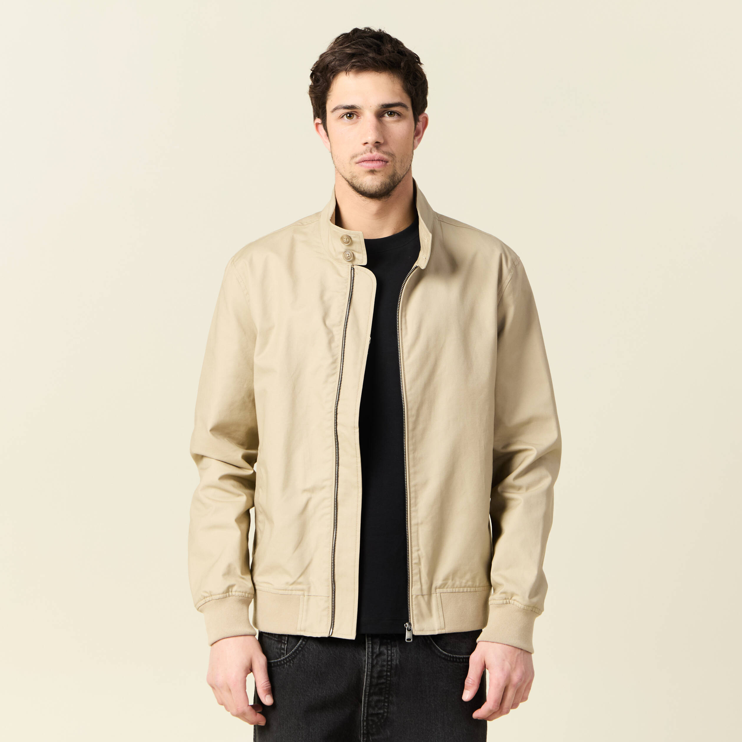 blouson zippe col montant gris homme Blouson zippé col montant gris homme