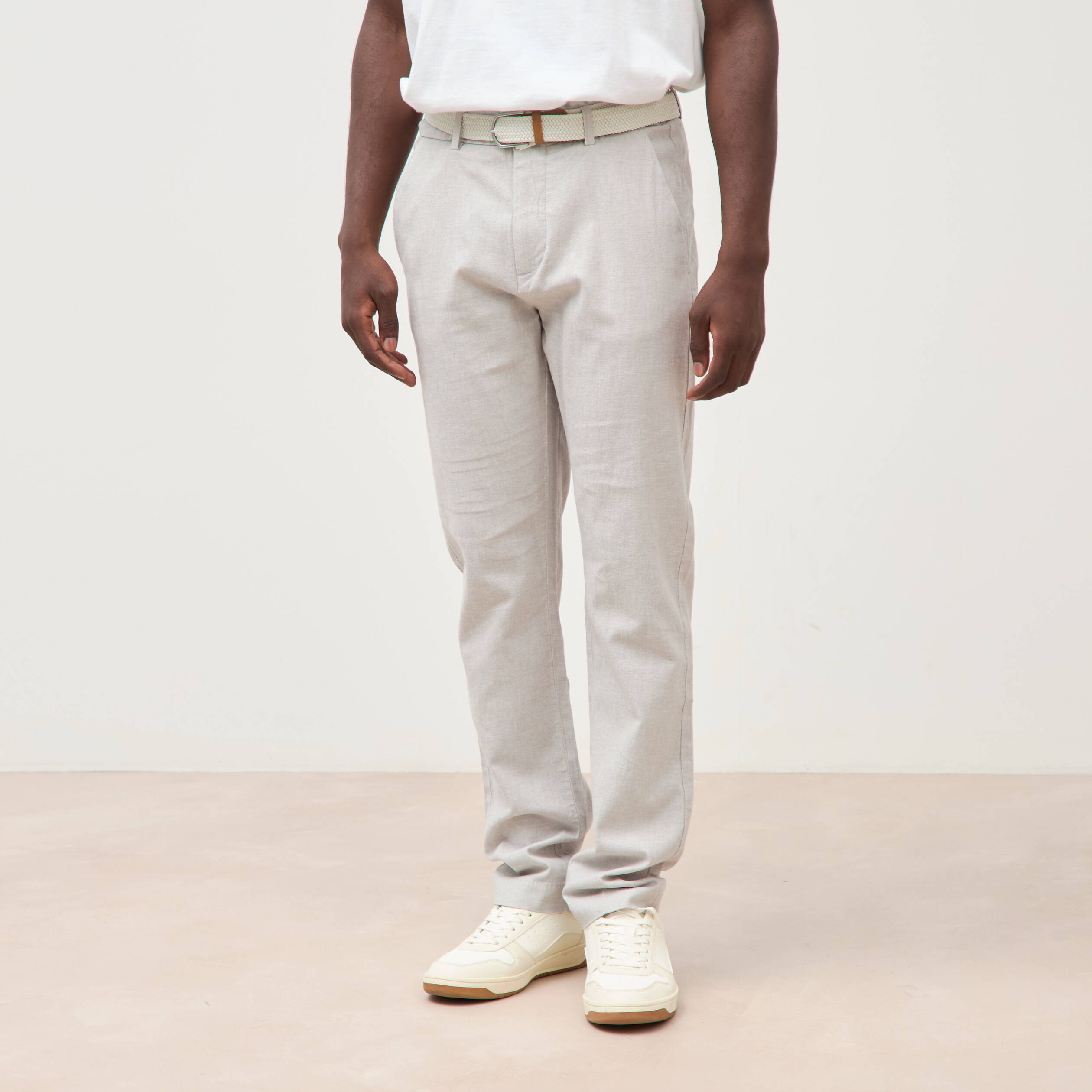 Chino coupe droite longueur 32 gris homme