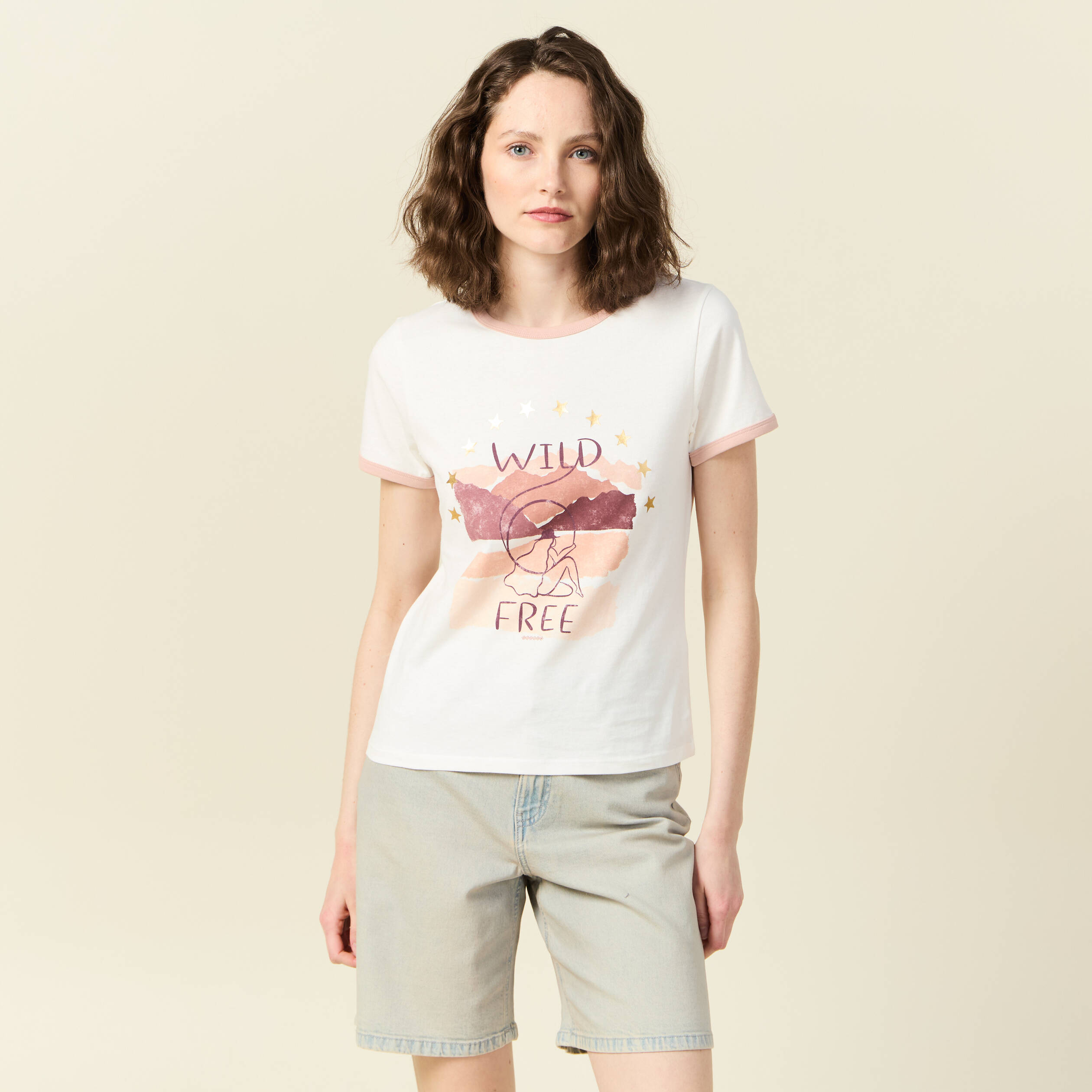 t shirt manches courtes ivoire femme T-shirt manches courtes ivoire femme