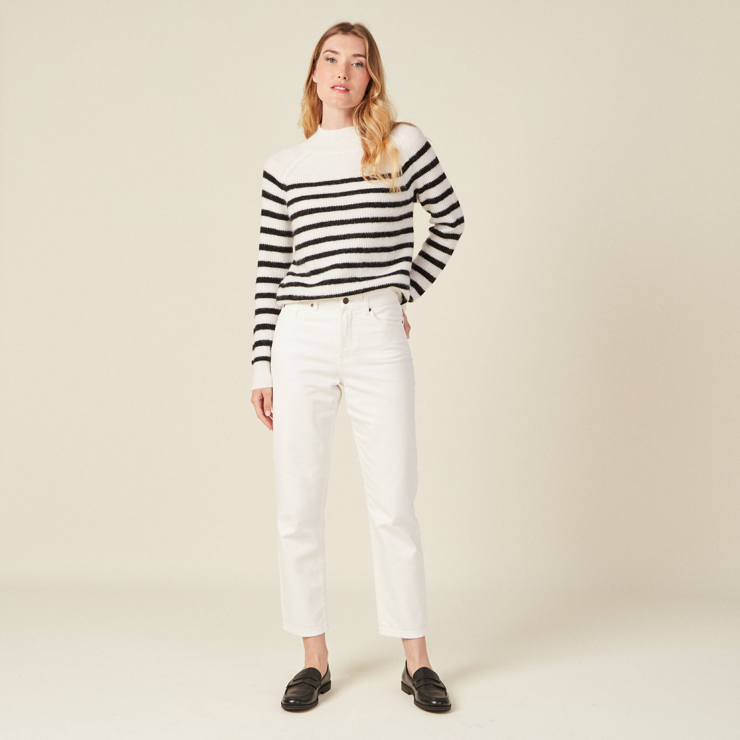 Pull manches longues ecru femme