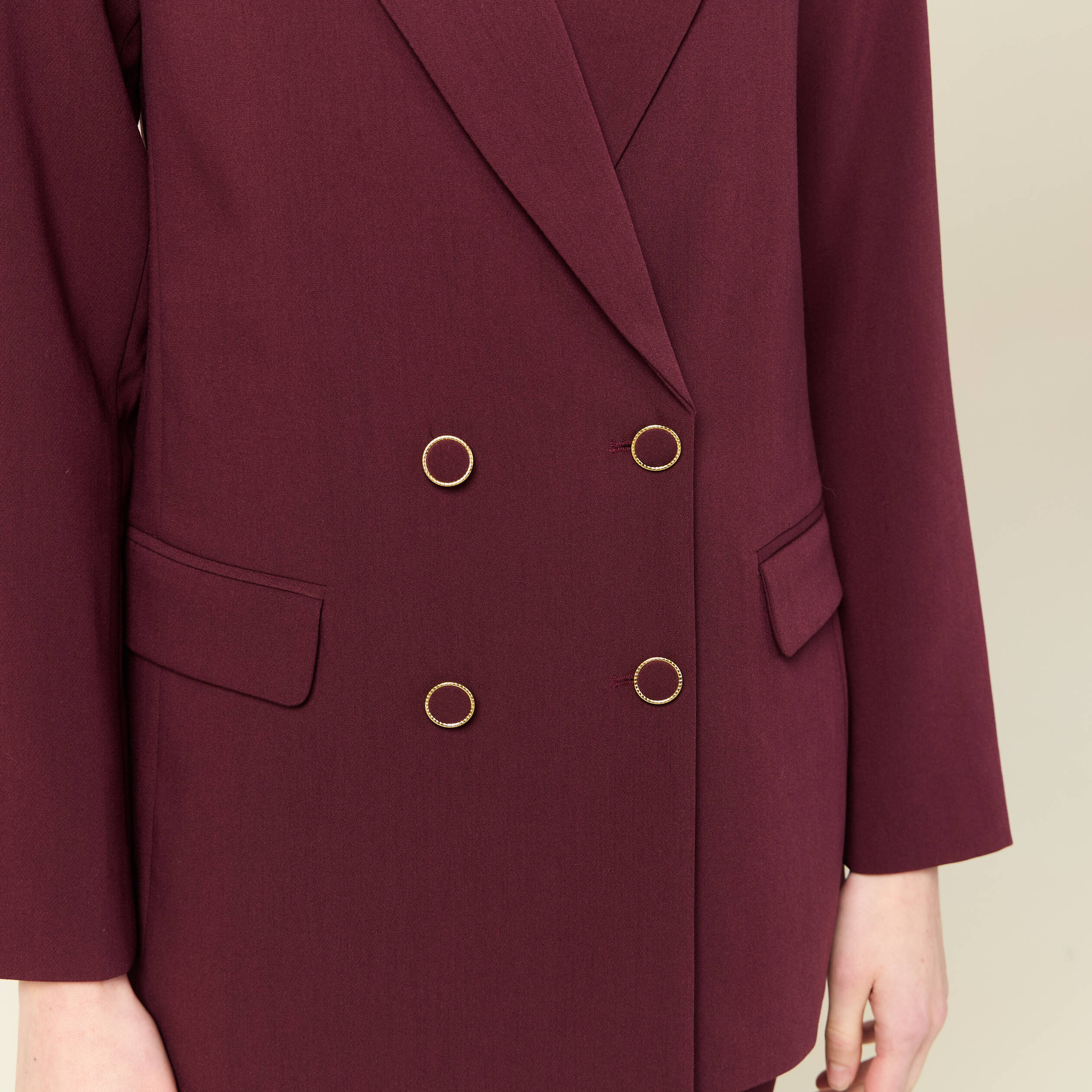 veste blazer double boutonnage violet fonce femme Veste blazer double boutonnage violet foncé femme