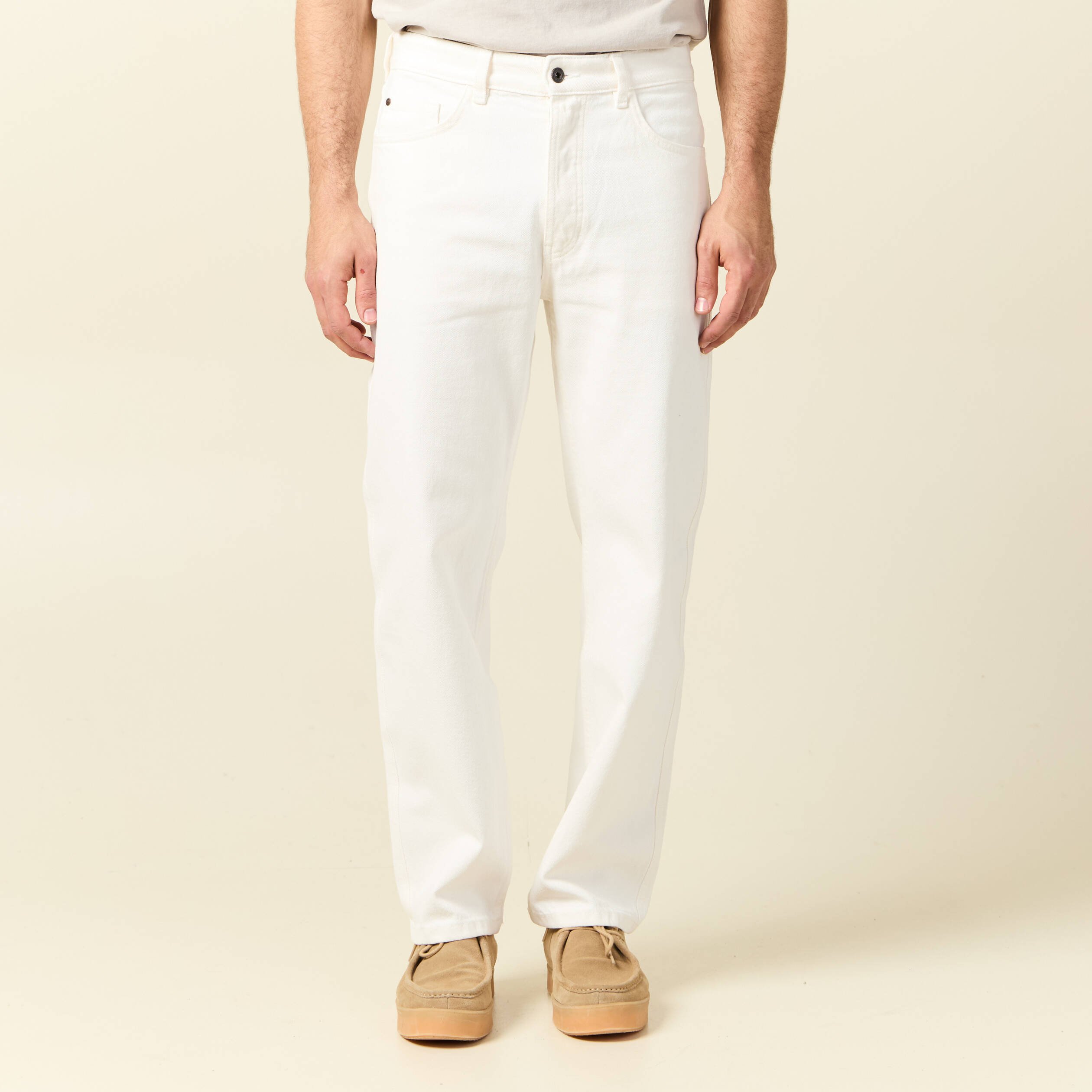 jeans relax 5 poches denim blanc homme Jeans relax 5 poches denim blanc homme