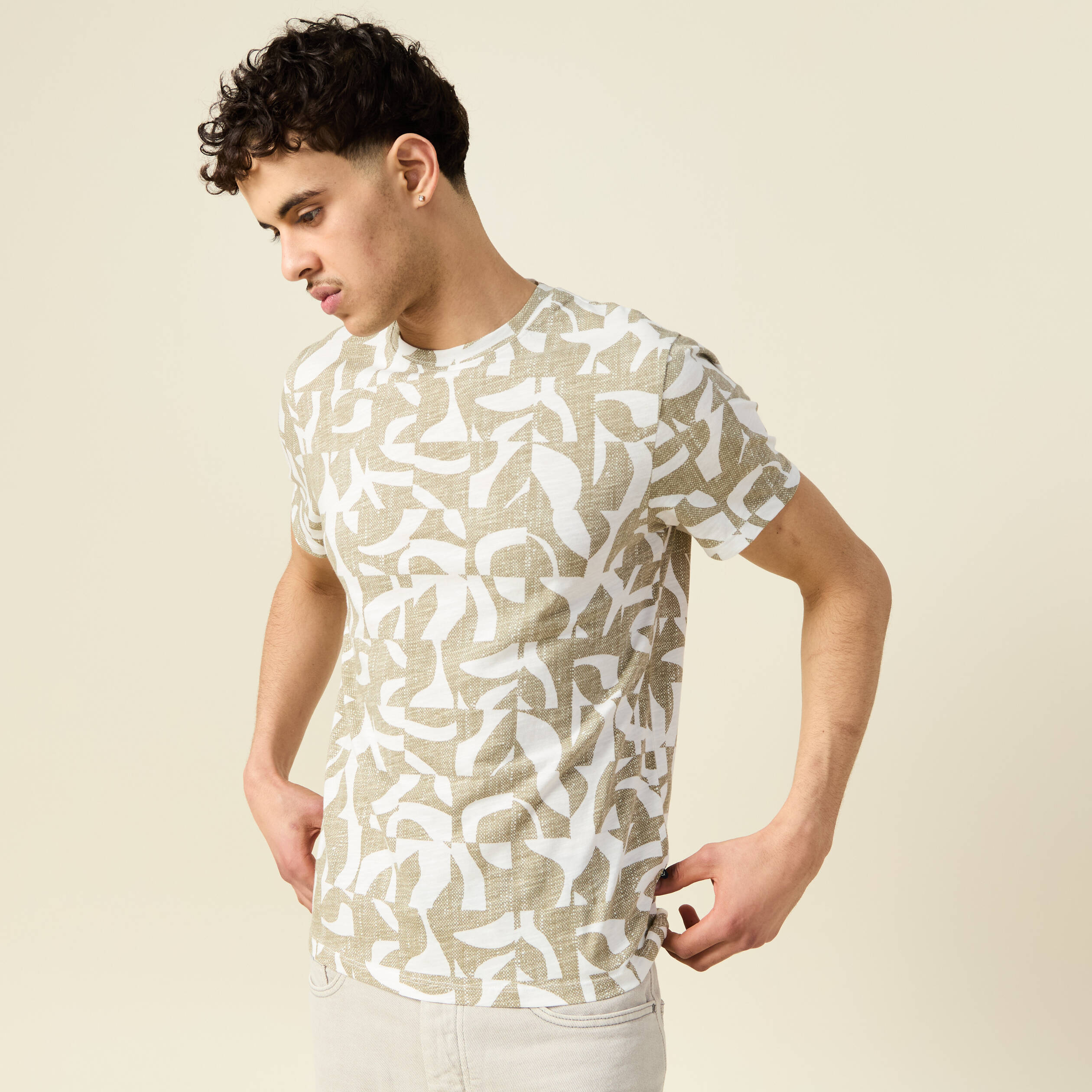 t shirt manches courtes beige homme T-shirt manches courtes beige homme