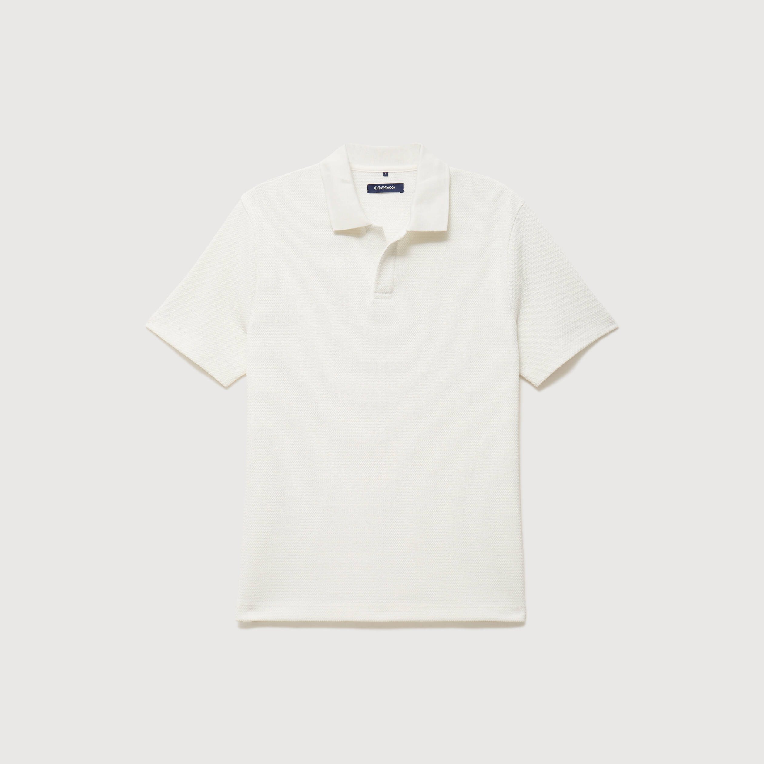 Polo manches courtes col cubain ecru homme