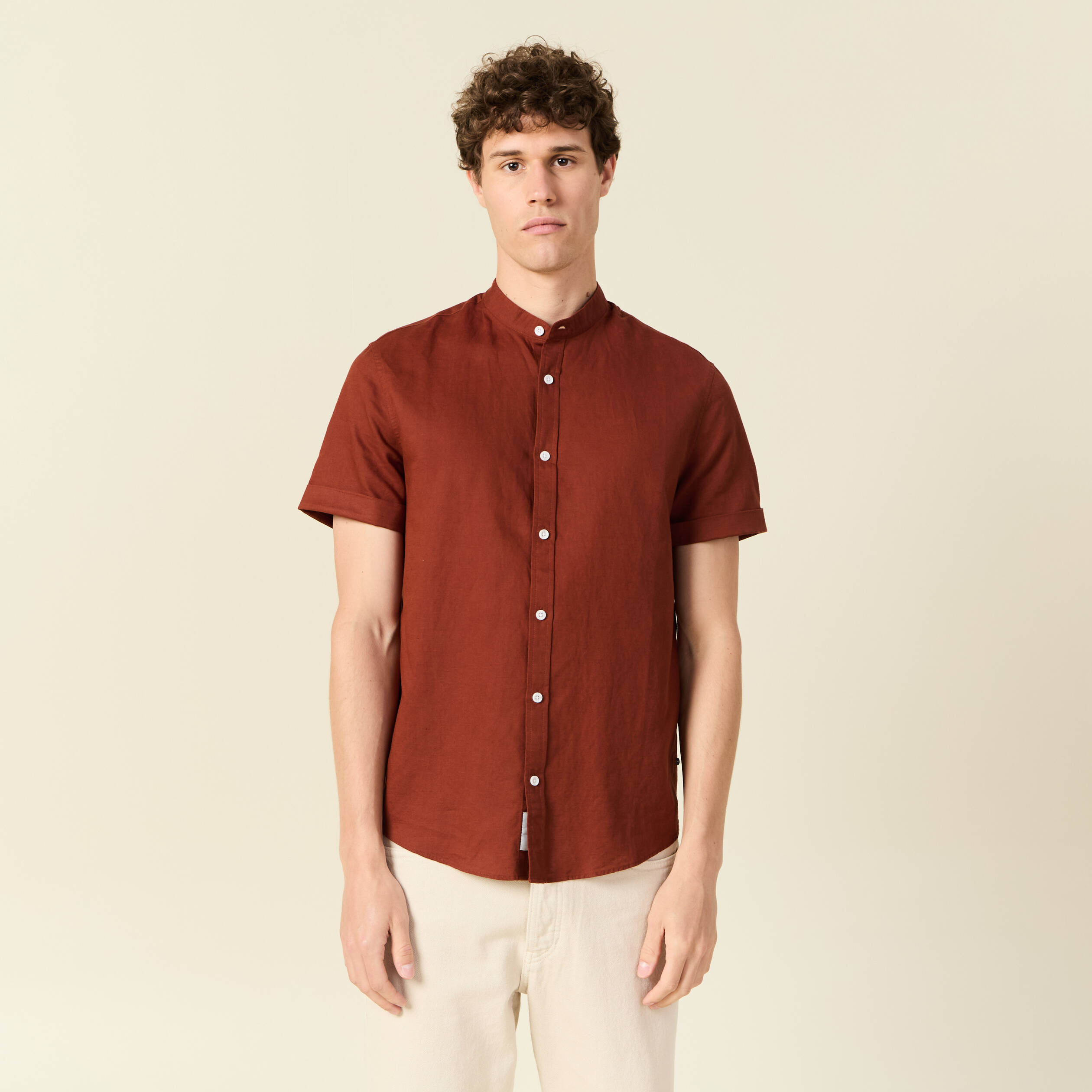 chemise manches courtes marron cognac homme Chemise manches courtes marron cognac homme