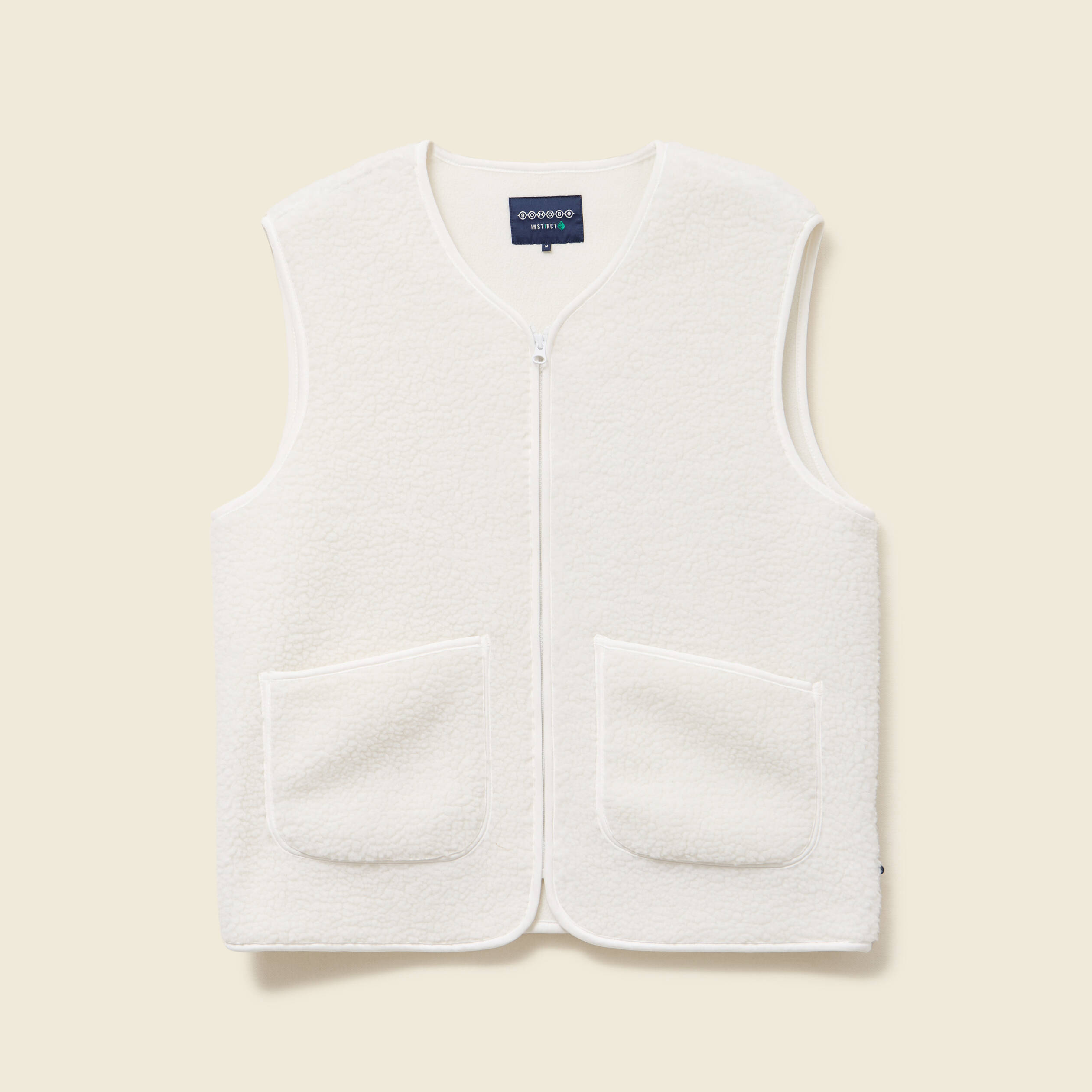 Sweat sans manches effet polaire ecru homme