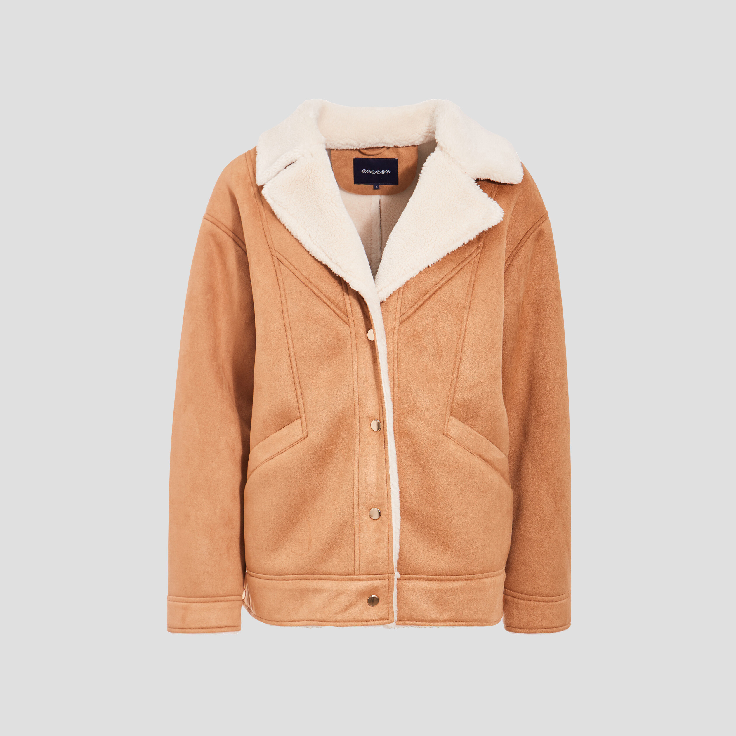 Manteau droit boutonné marron femme