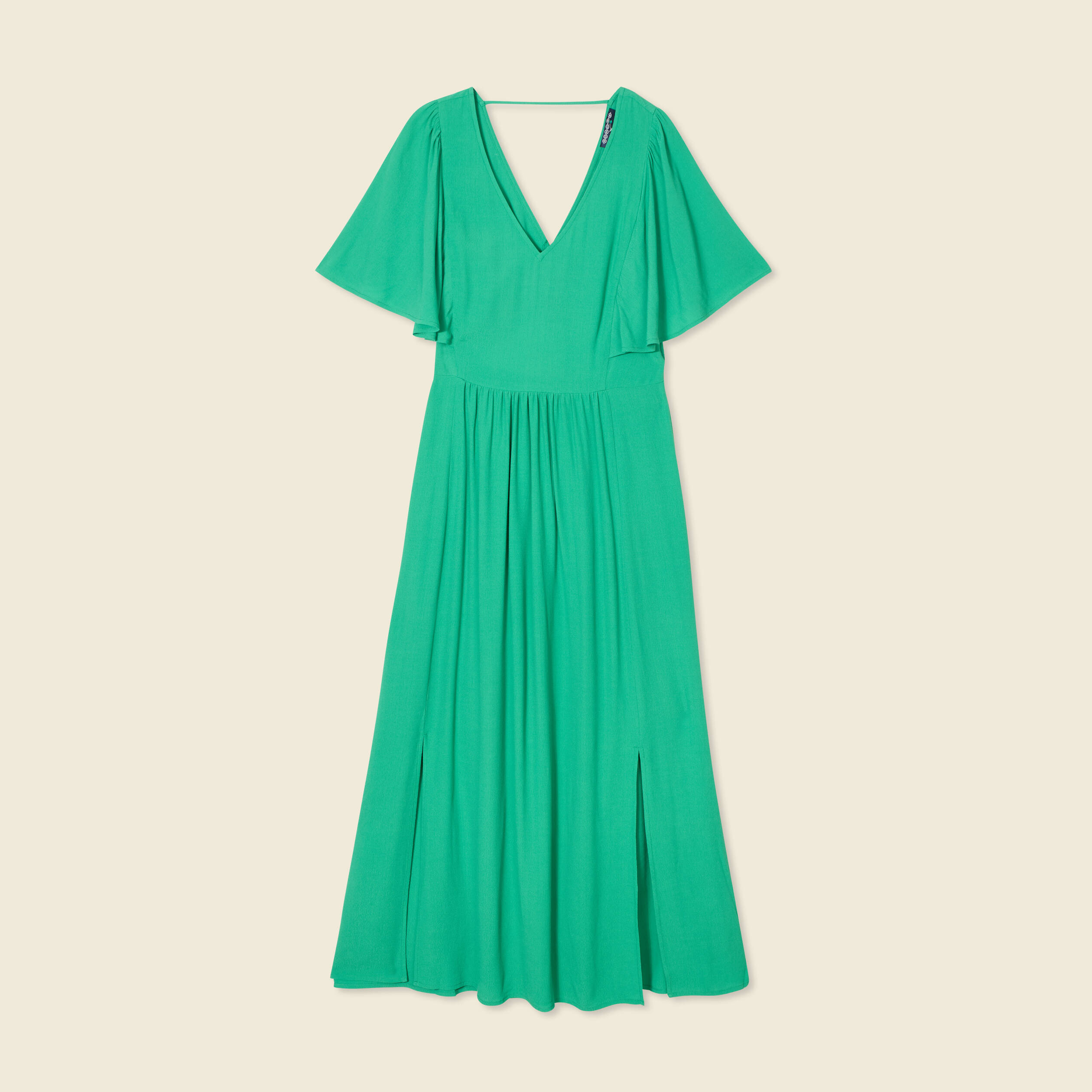 robe longue evasee fendue vert femme Robe longue évasée fendue vert femme