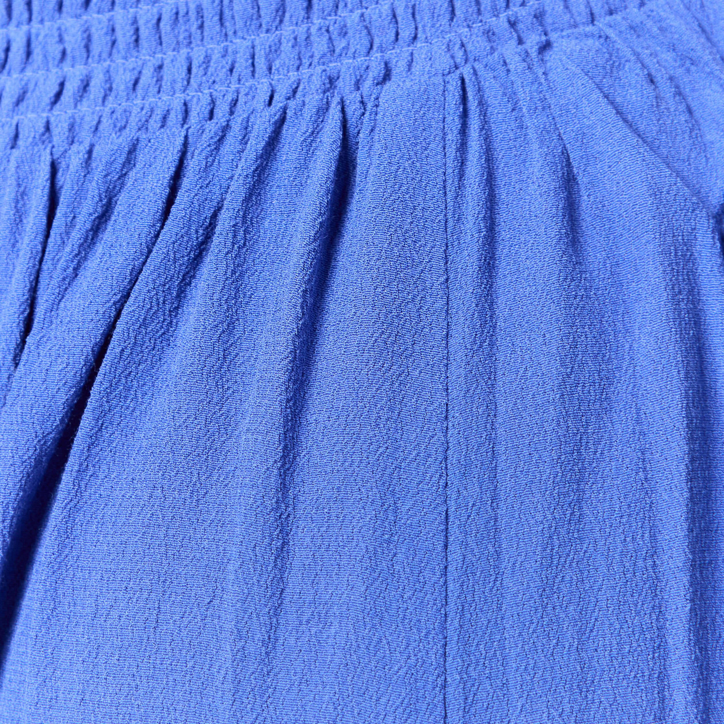 Robe fluide col v manches courtes bleu electrique femme