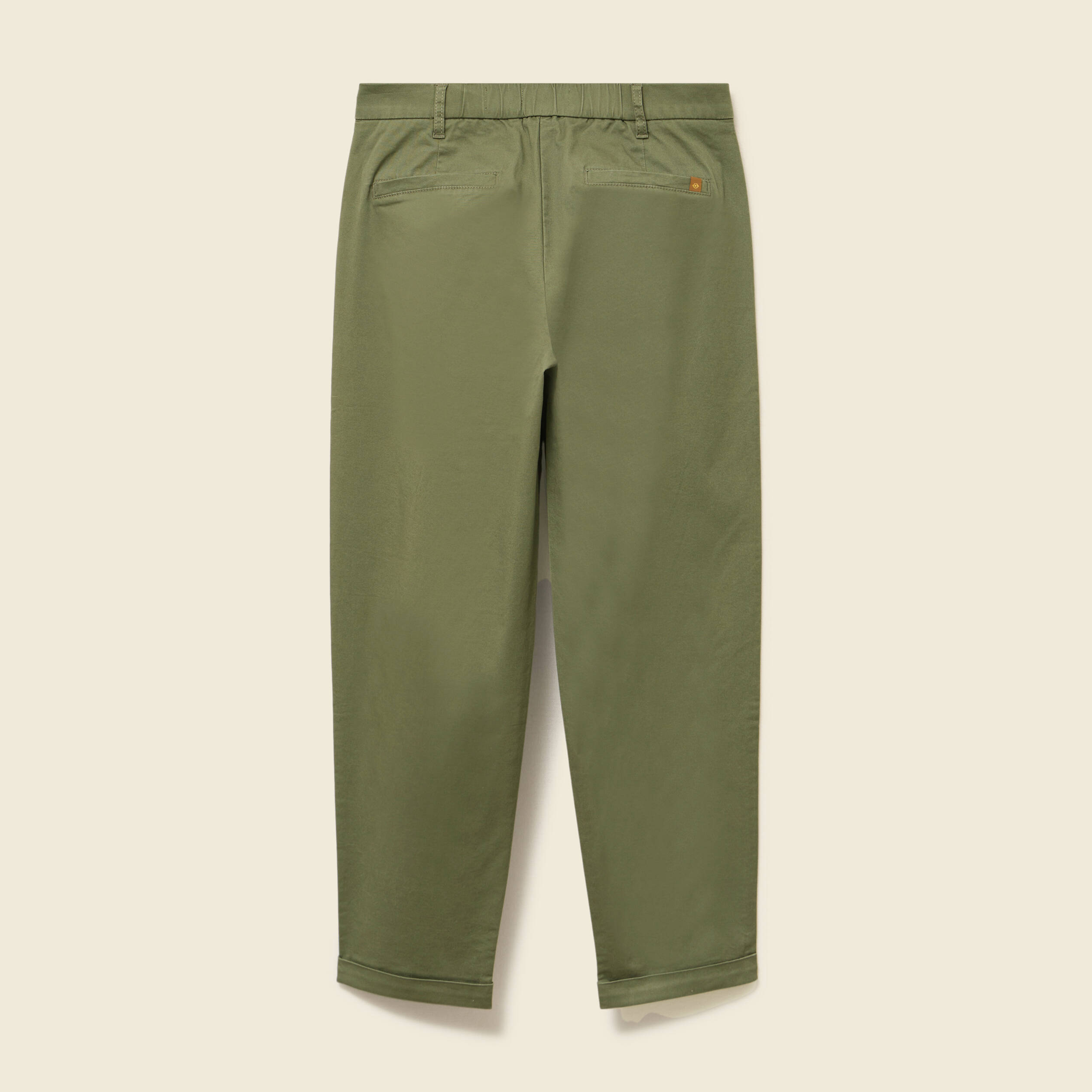 Pantalon taille haute fluide vert kaki femme