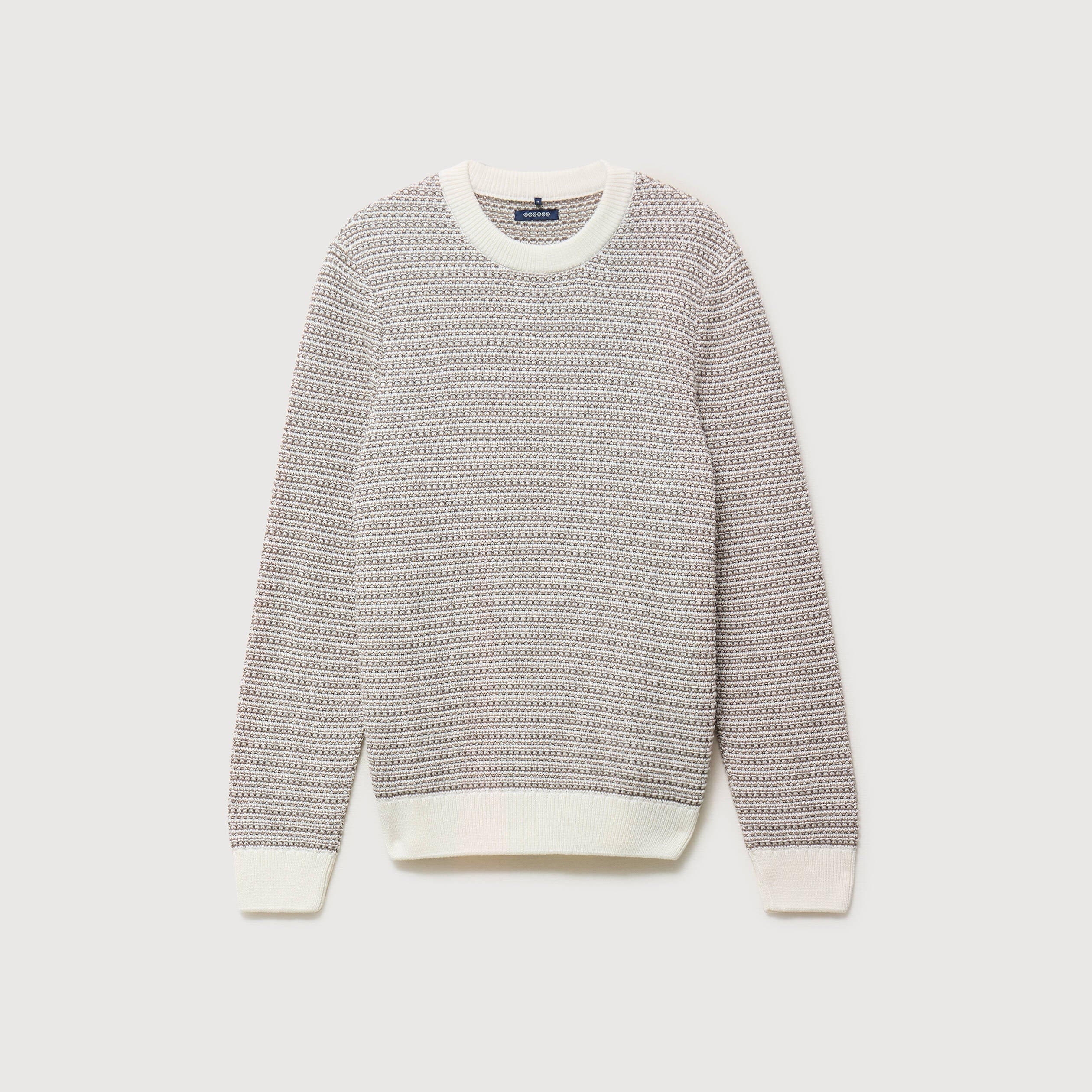 Pull droit col rond manches longues ecru homme