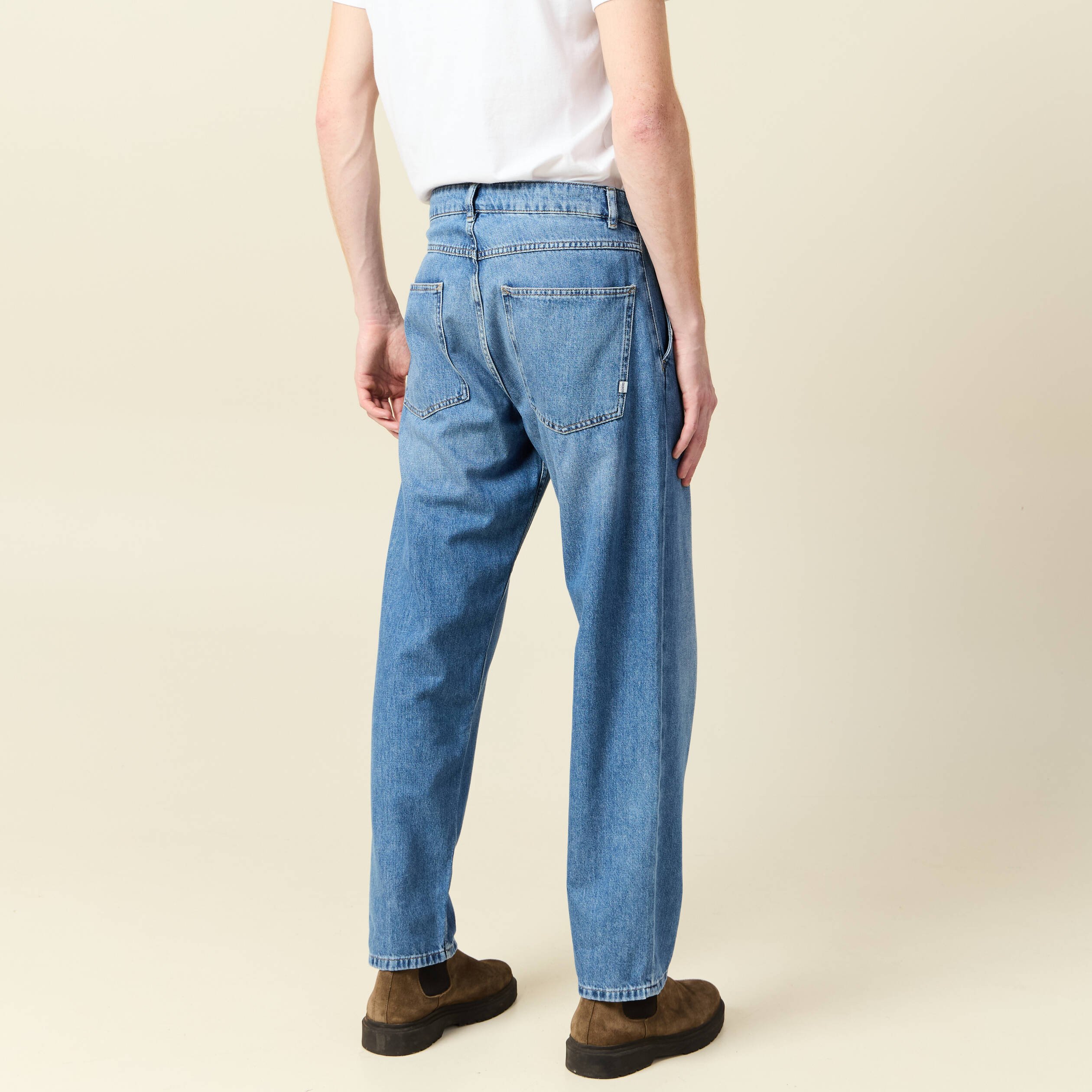 chino droit longueur 32 en coton denim stone homme Chino droit longueur 32 en coton denim stone homme